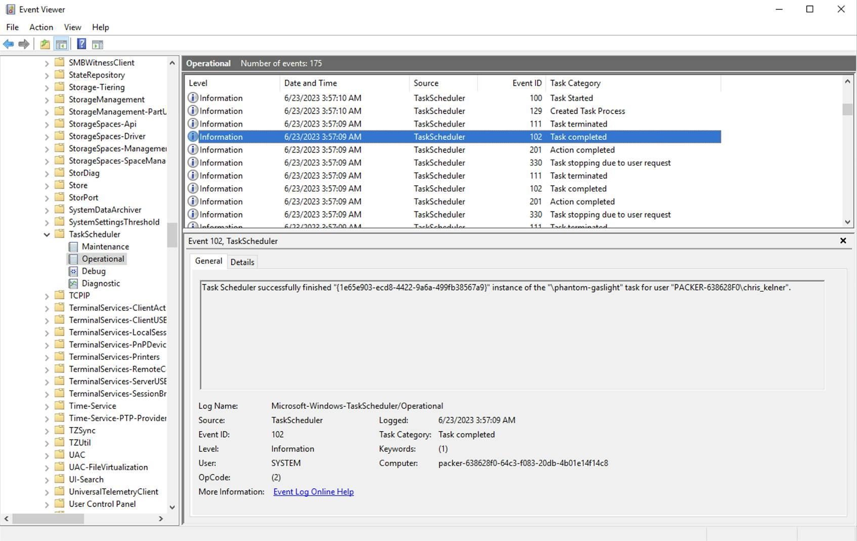 Be wary of scheduled tasks executed from the Task Scheduler Library's root node.
