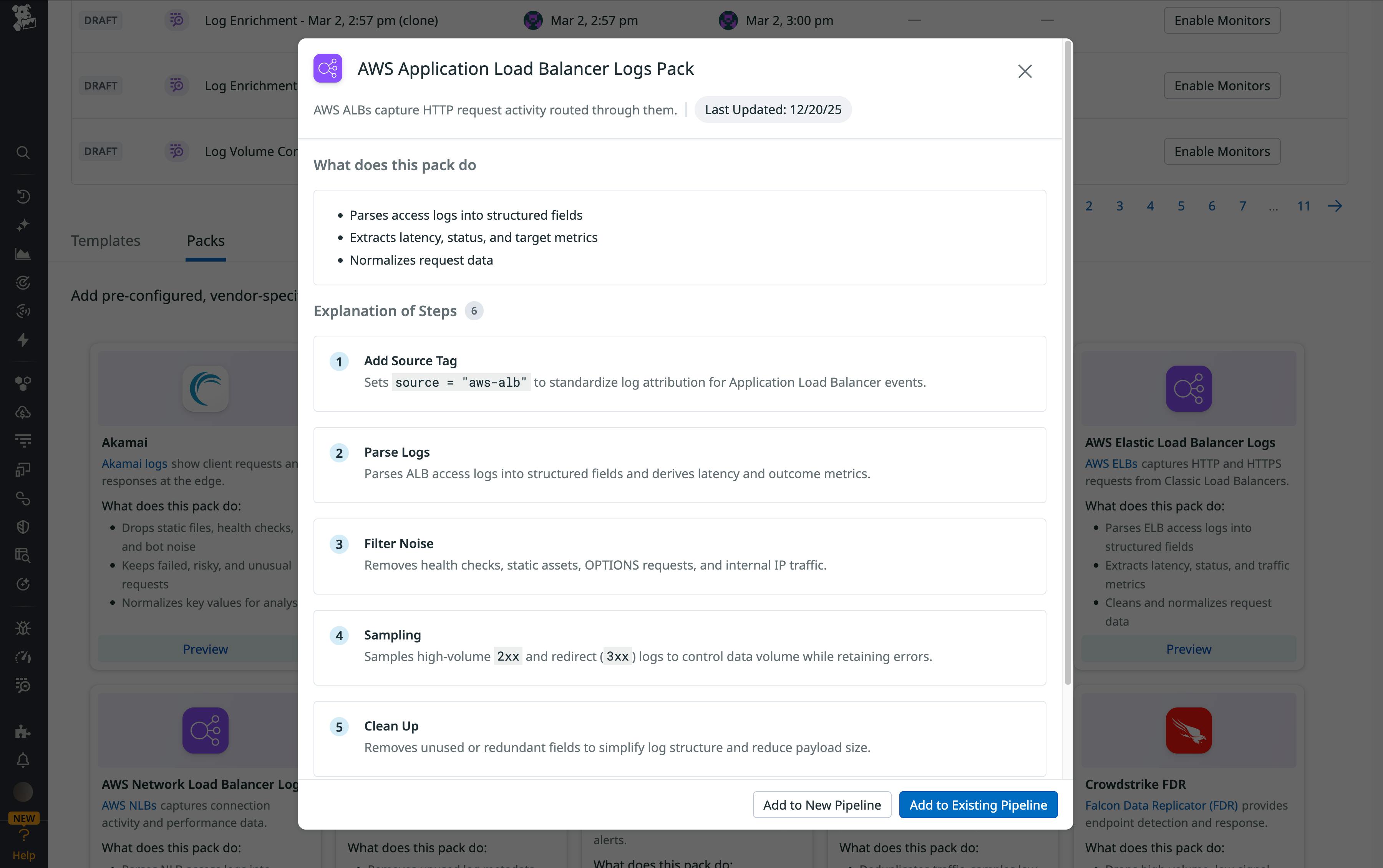 The AWS ALB Pack in Datadog Observability Pipelines
