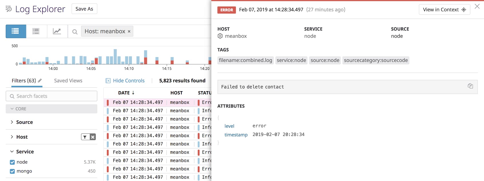 Explore your Mean stack application logs in the Log Explorer