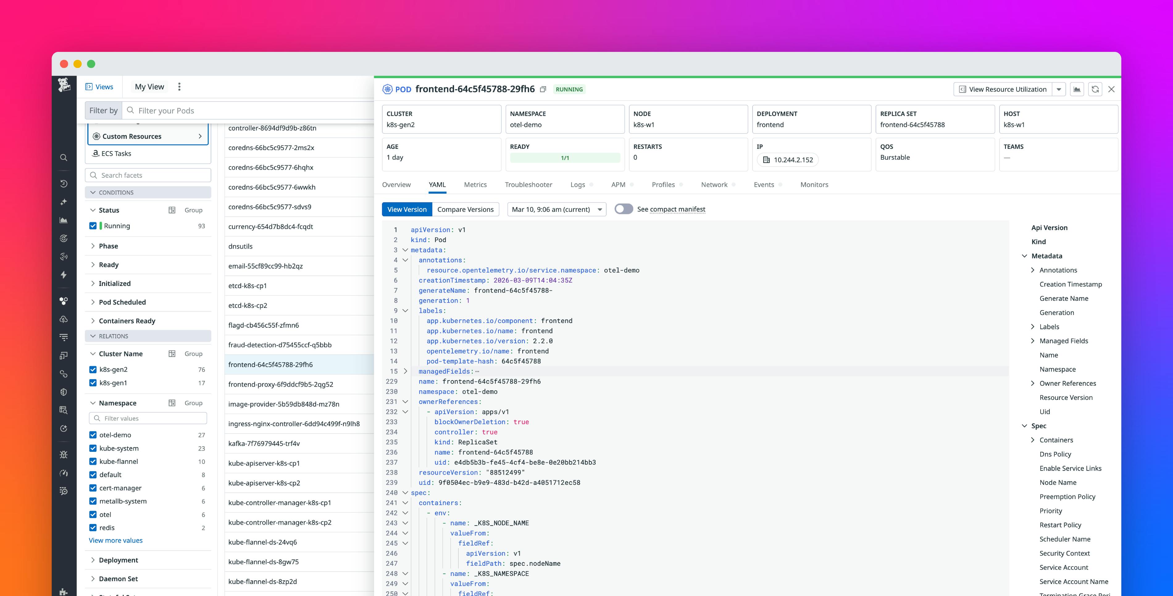 Explore Kubernetes with native OpenTelemetry data