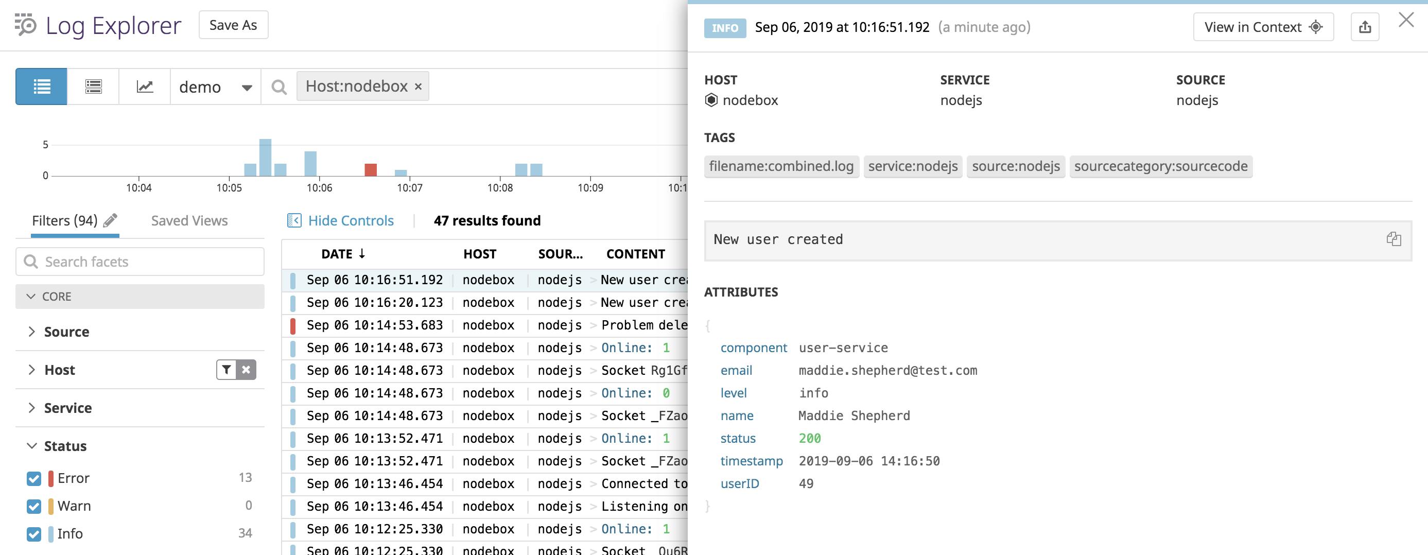 How to collect, customize, and centralize Node.js logs | Datadog