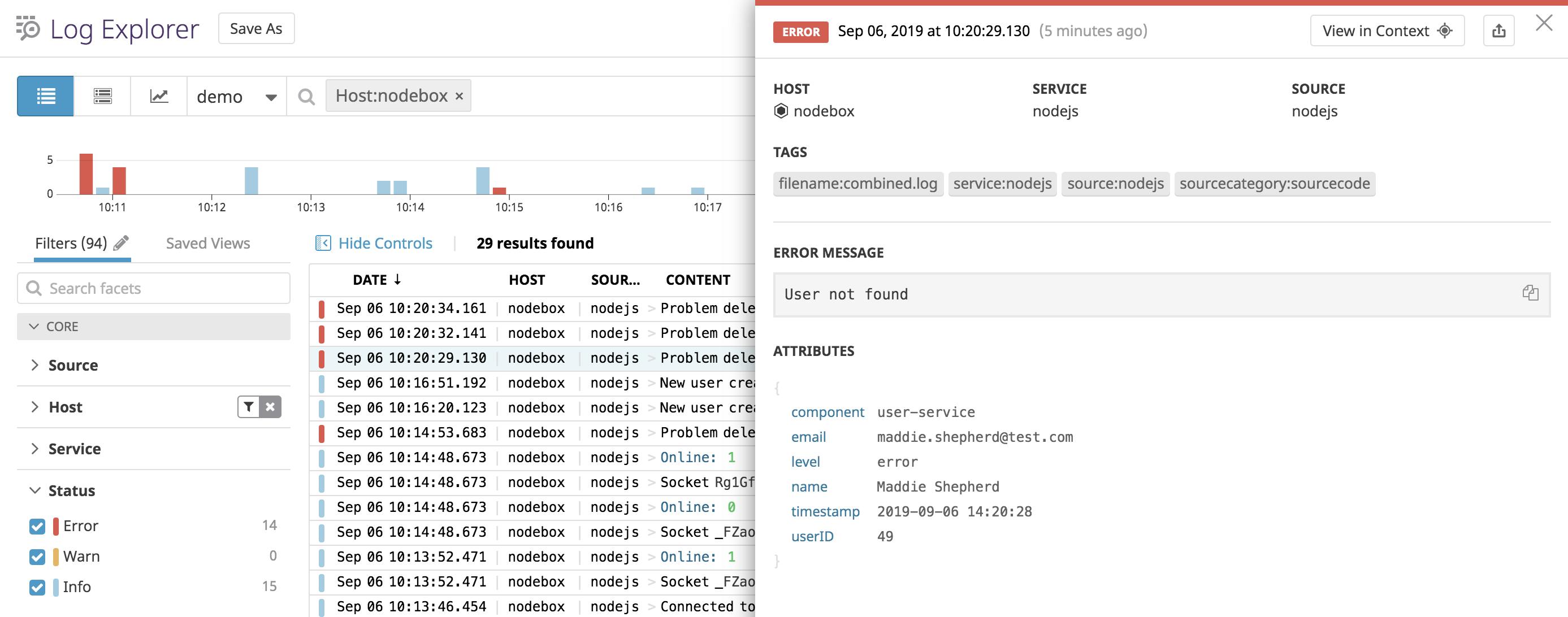 How to collect, customize, and centralize Node.js logs | Datadog