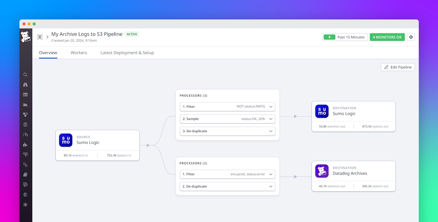 Archive your logs with Observability Pipelines for a simple and affordable migration to Datadog Archive your logs with Observability Pipelines for a simple and affordable migration to Datadog