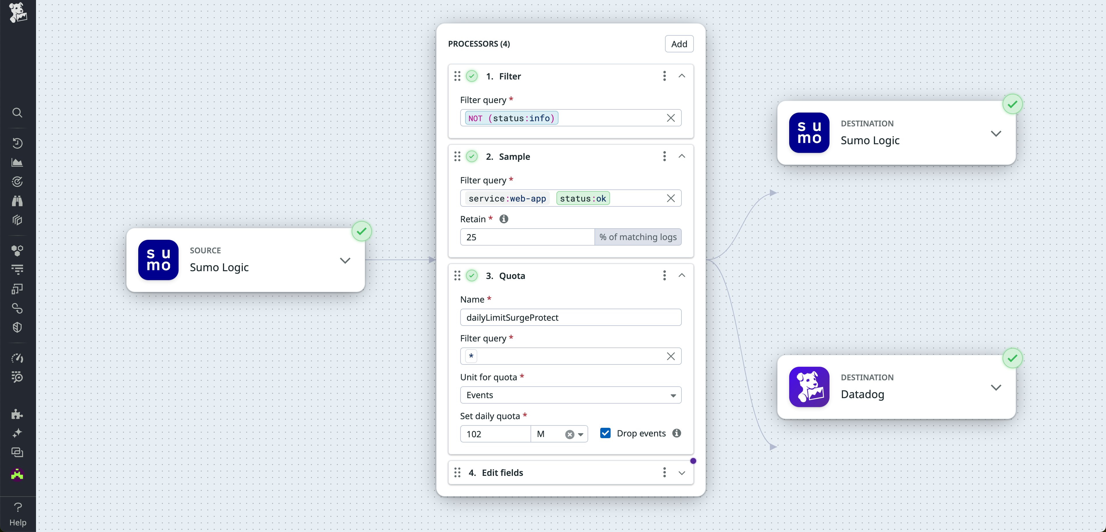 Dual Ship Logs pipeline in Datadog Observability Pipelines Dual Ship Logs pipeline in Datadog Observability Pipelines