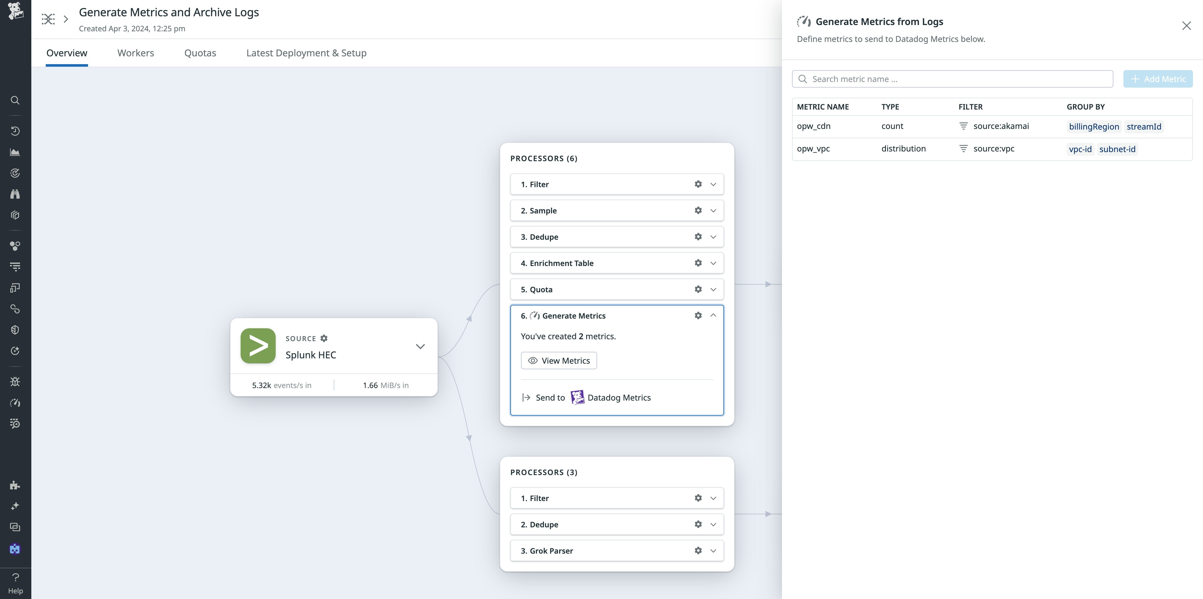 View  of the log-based VPC and CDN metrics generated from the pipeline View  of the log-based VPC and CDN metrics generated from the pipeline