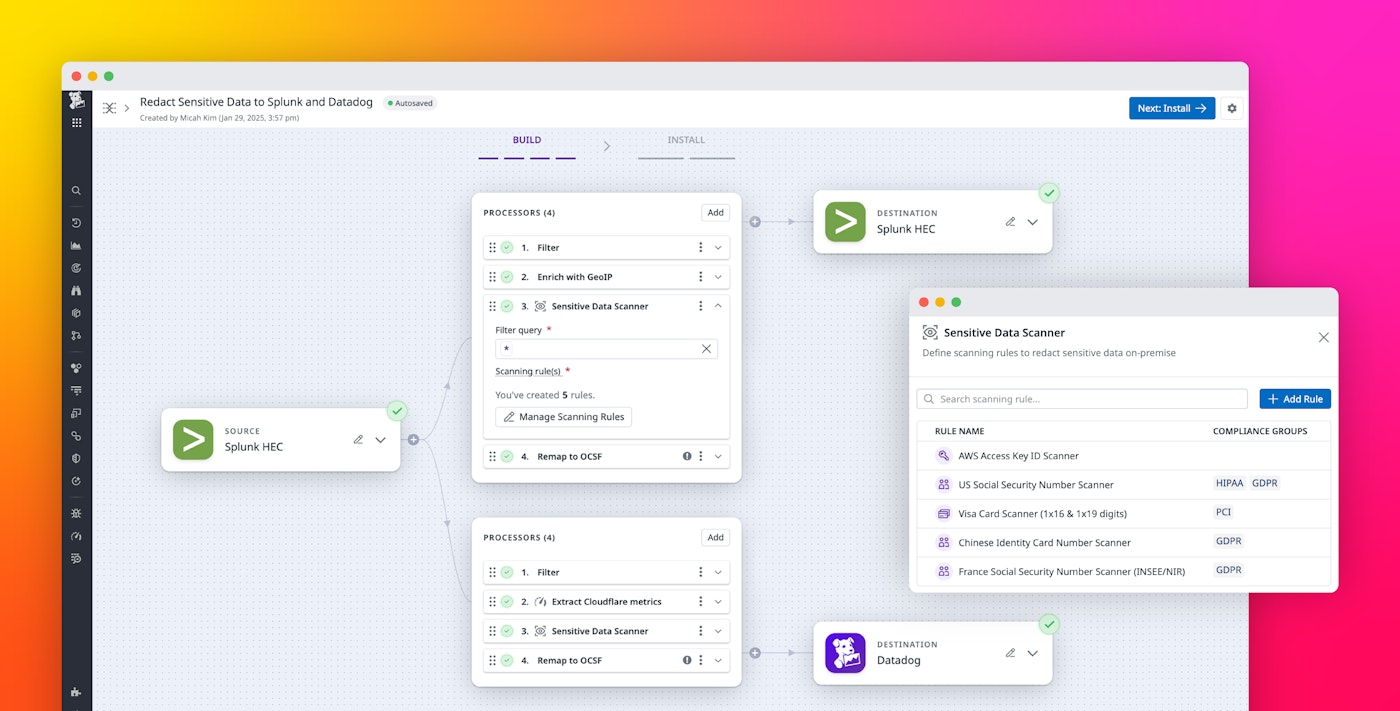Redact sensitive data from your logs on-prem by using Observability Pipelines Redact sensitive data from your logs on-prem by using Observability Pipelines