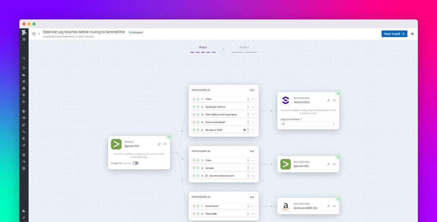 Optimize EDR logs and route them to SentinelOne with Observability Pipelines Optimize EDR logs and route them to SentinelOne with Observability Pipelines