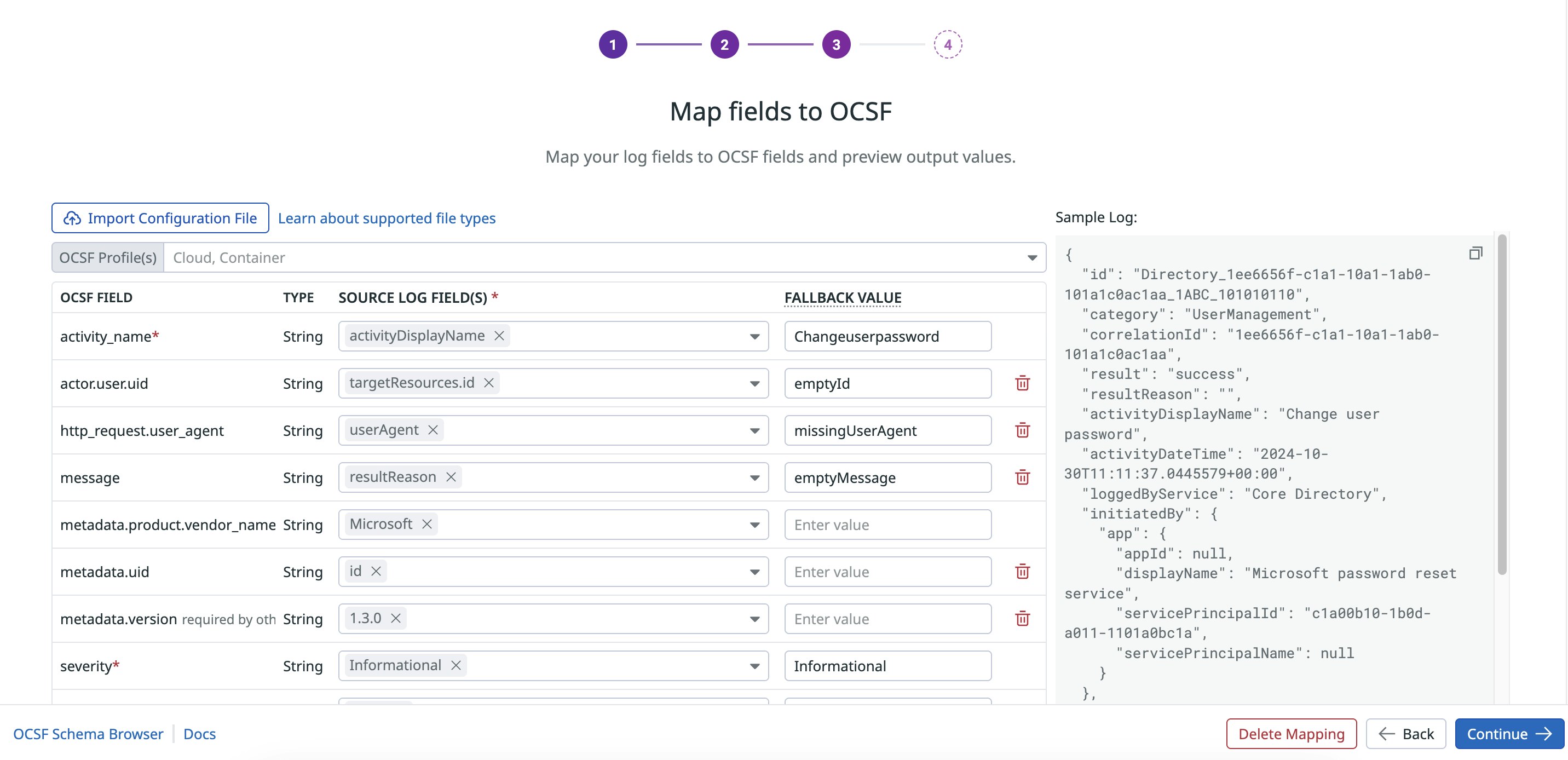 Custom mapping to OCSF. Custom mapping to OCSF.