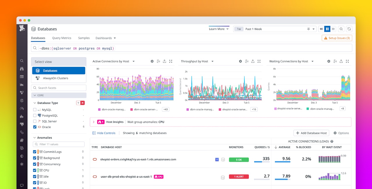 Monitor Oracle Managed Databases With Datadog DBM | Datadog