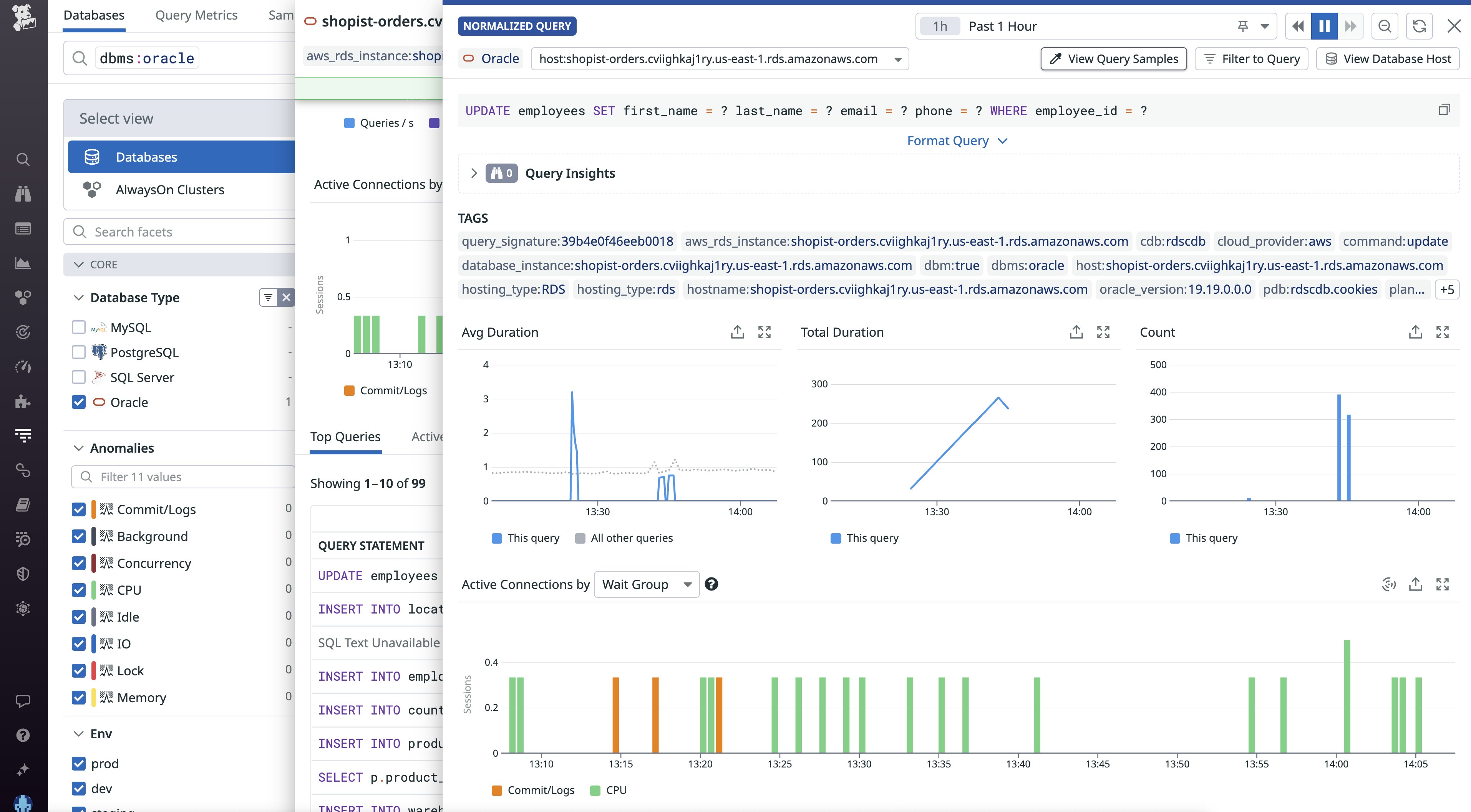 Click on a normalized query to see aggregate stats Click on a normalized query to see aggregate stats