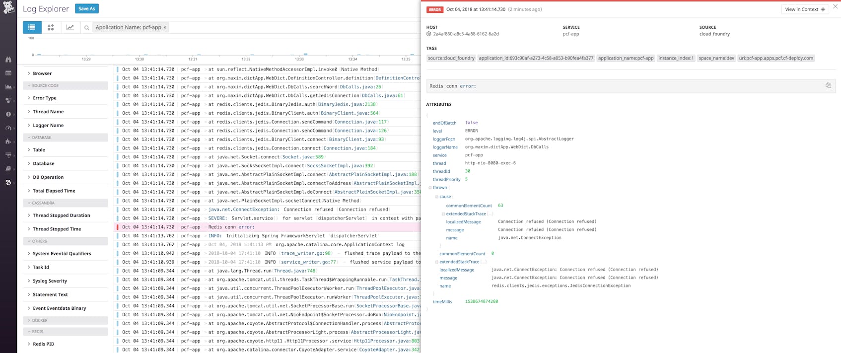 JSON logs in Datadog