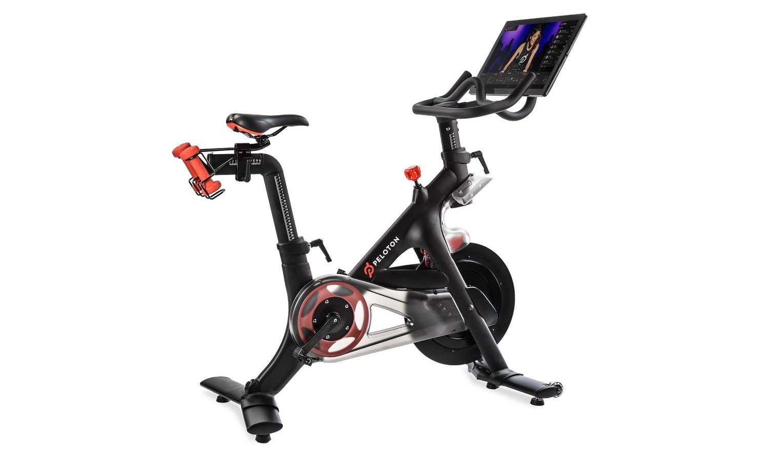 The Peloton bike features a touchscreen display for real-time interactivity The Peloton bike features a touchscreen display for real-time interactivity