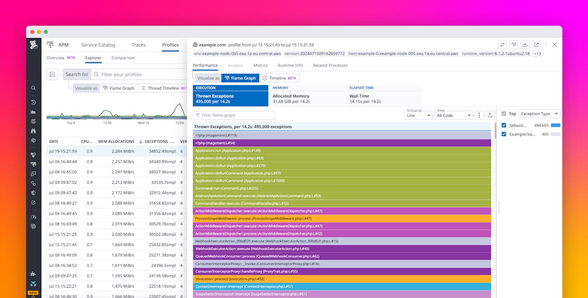 A few months ago, we implemented support for exception profiling in PHP. One of the key justifications for building this functionality into Continuous