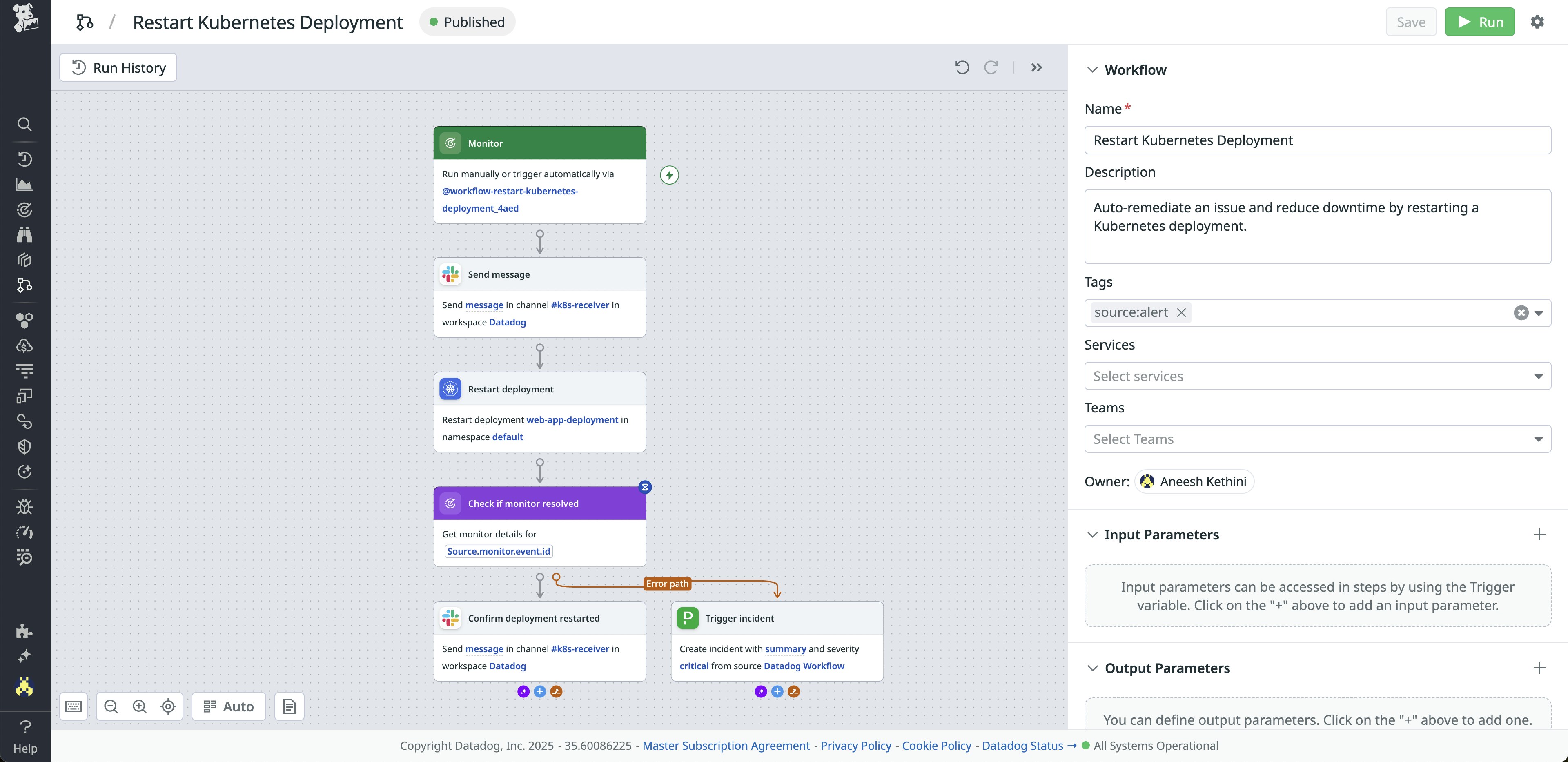 Creating a Restart Kubernetes Deployment workflow. Creating a Restart Kubernetes Deployment workflow.