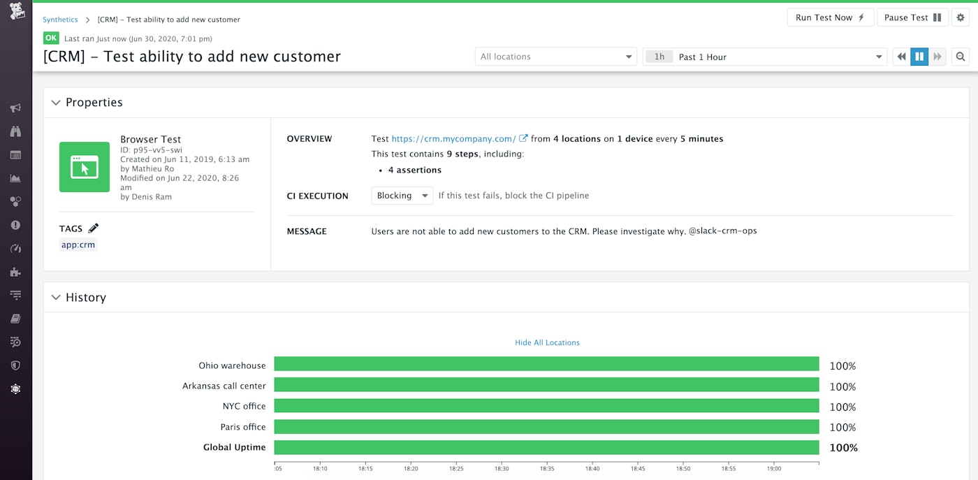With private synthetic monitoring, teams can verify the performance and availability of internal-facing applications from inside their private network. With private synthetic monitoring, teams can verify the performance and availability of internal-facing applications from inside their private network.