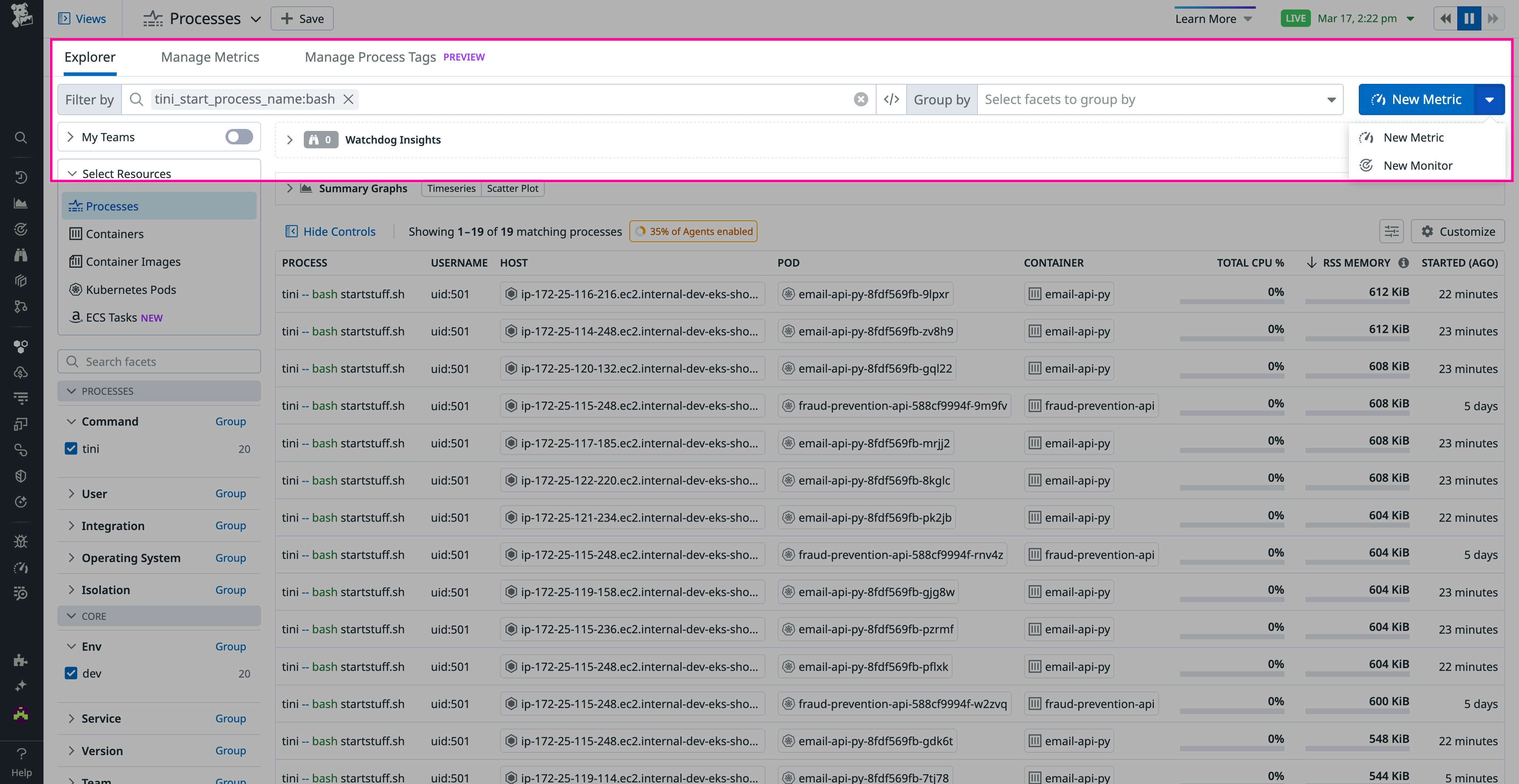 Create a new process monitor in Datadog Live Processes Create a new process monitor in Datadog Live Processes