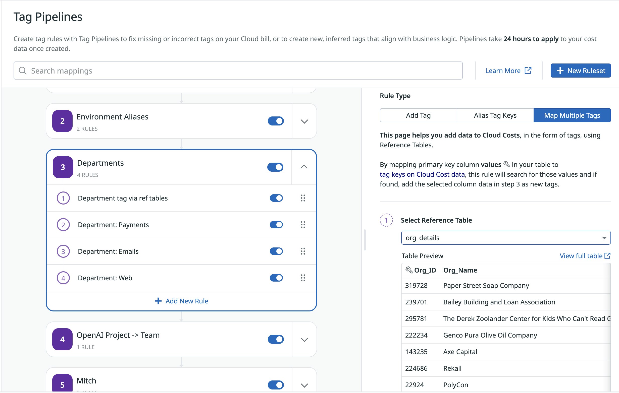 Apply relevant tags to cost data with Reference Tables. Apply relevant tags to cost data with Reference Tables.