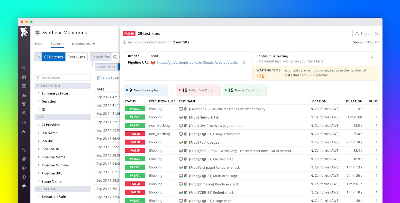 Use Datadog Continuous Testing to release with confidence Use Datadog Continuous Testing to release with confidence