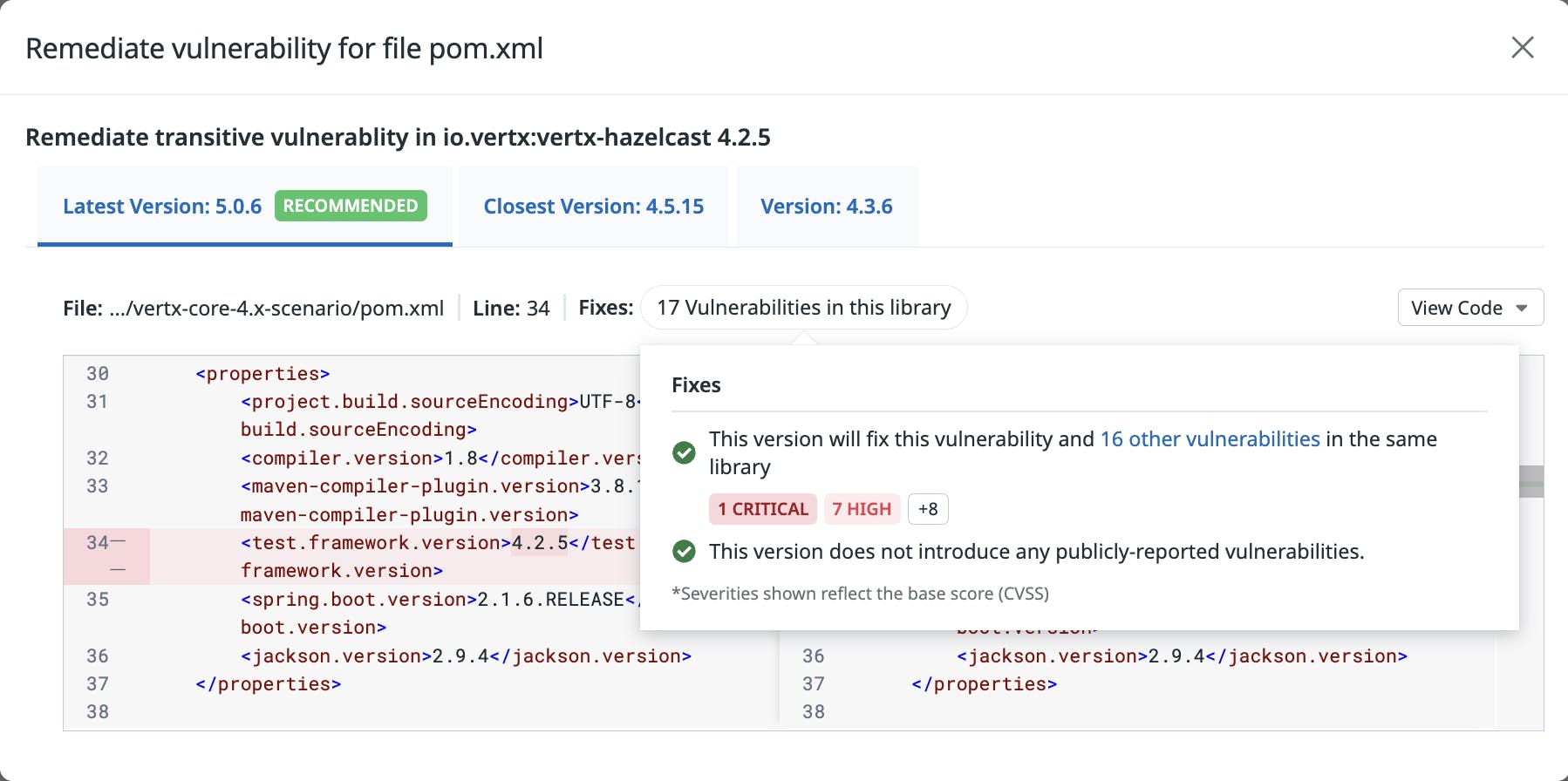 Fixes summary showing the upgrade resolves this vulnerability plus additional related issues.