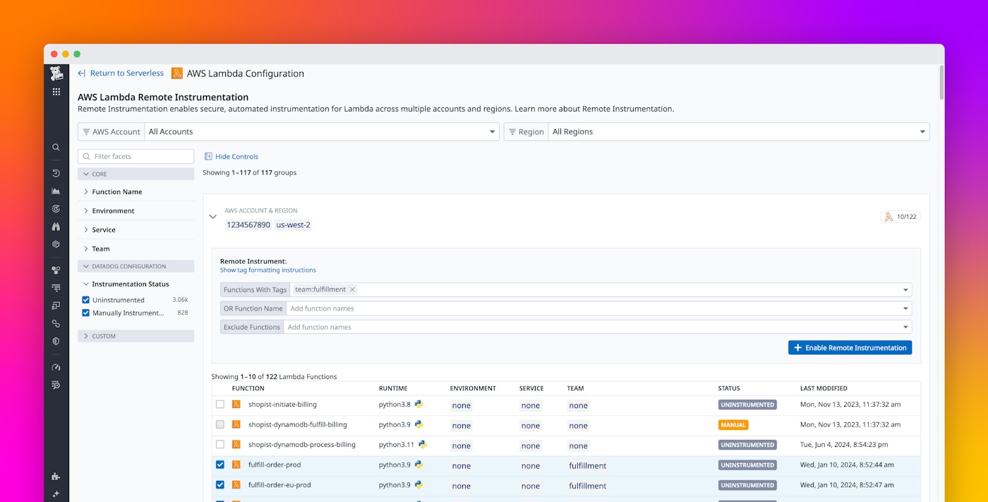 Instrument your AWS Lambda fleet with remote bulk instrumentation Instrument your AWS Lambda fleet with remote bulk instrumentation