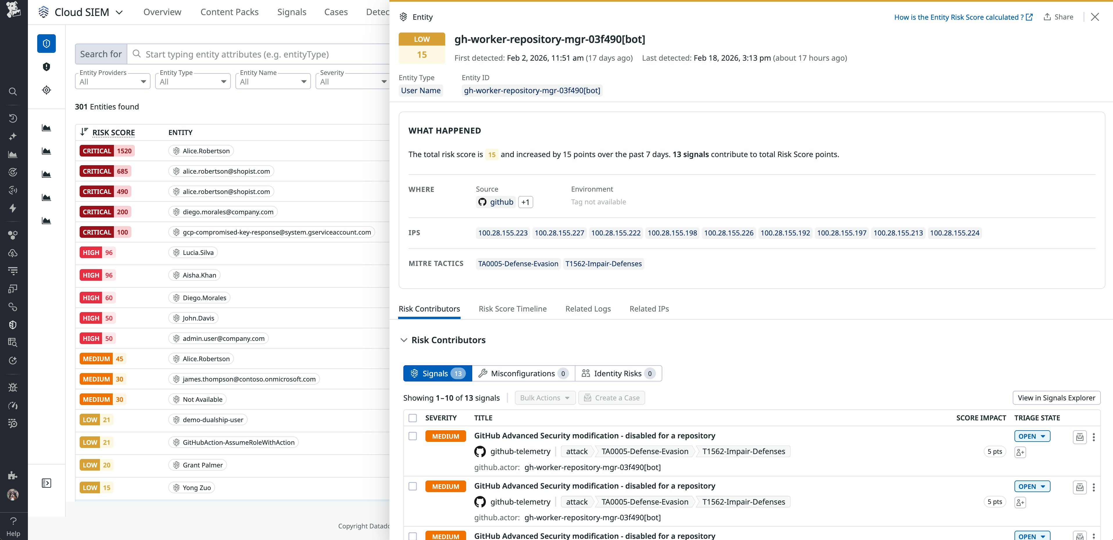 Use the Entity Side Panel to review a GitHub entity's context and risk score breakdown. Use the Entity Side Panel to review a GitHub entity's context and risk score breakdown.
