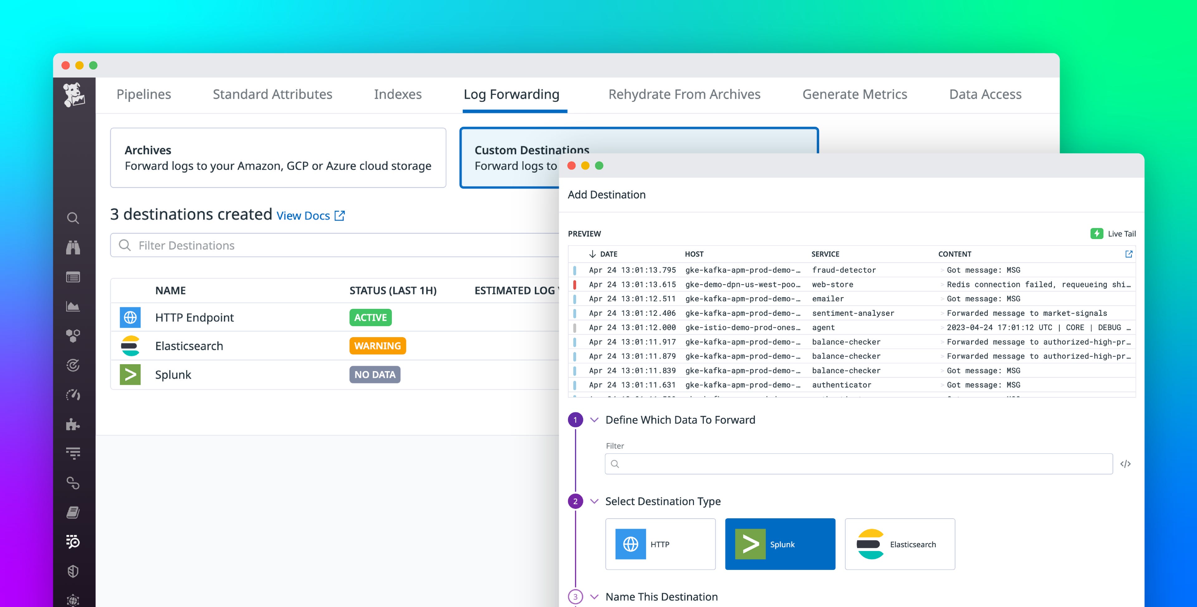 Route Logs to Third-Party Systems With Datadog Log Forwarding | Datadog