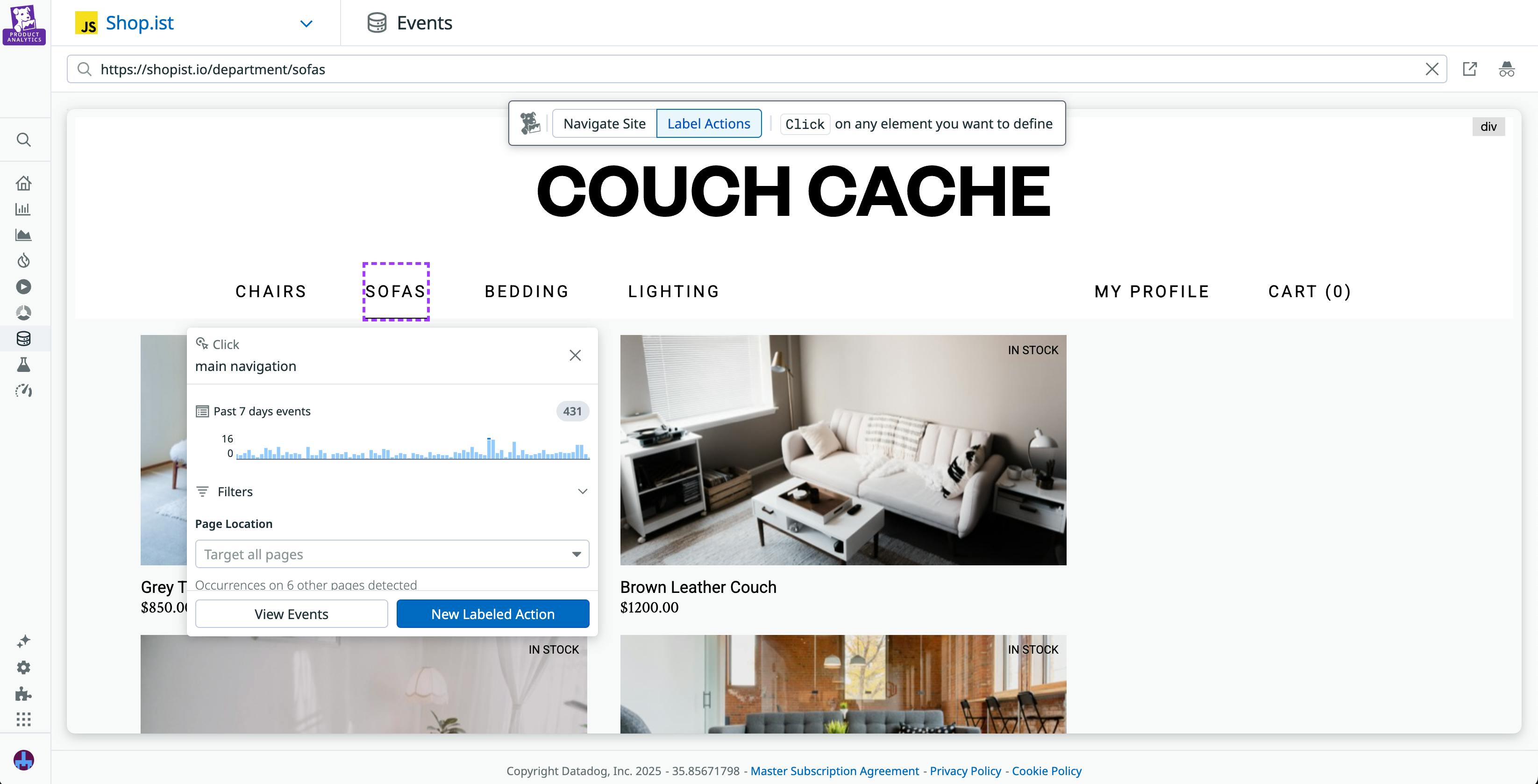 A user labelling an action by selecting it within their app's interface.