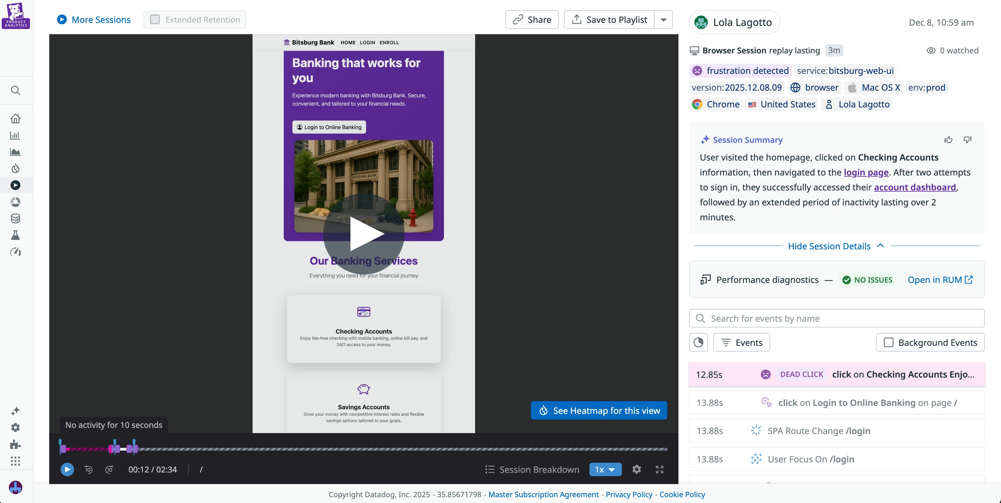 A replay for a session that involved frustration clicks. A replay for a session that involved frustration clicks.