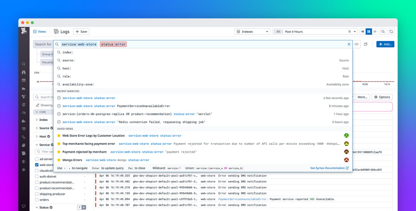 Search your logs efficiently with Datadog Log Management | Datadog