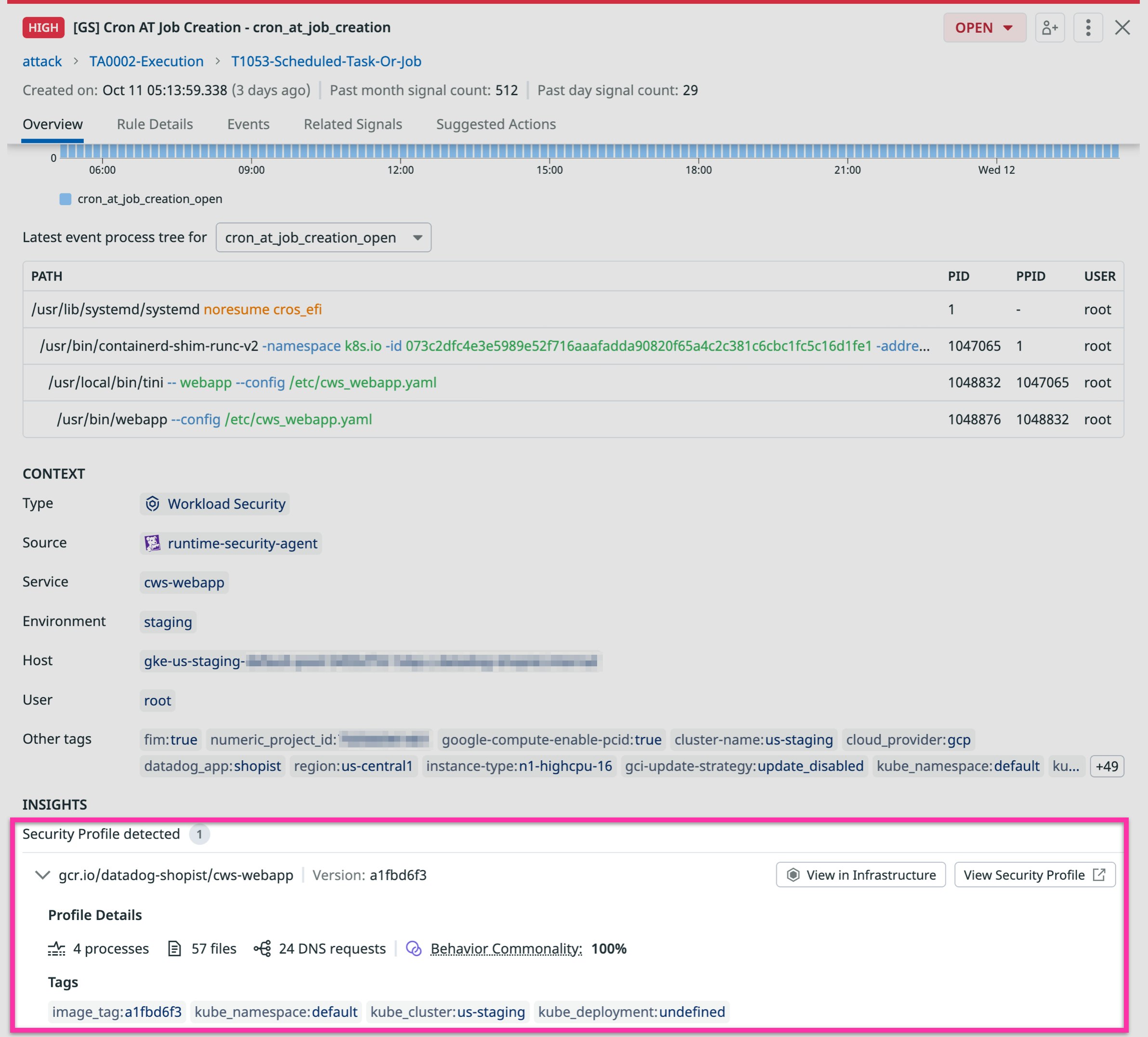 Review a Security Profile directly within a signal Review a Security Profile directly within a signal