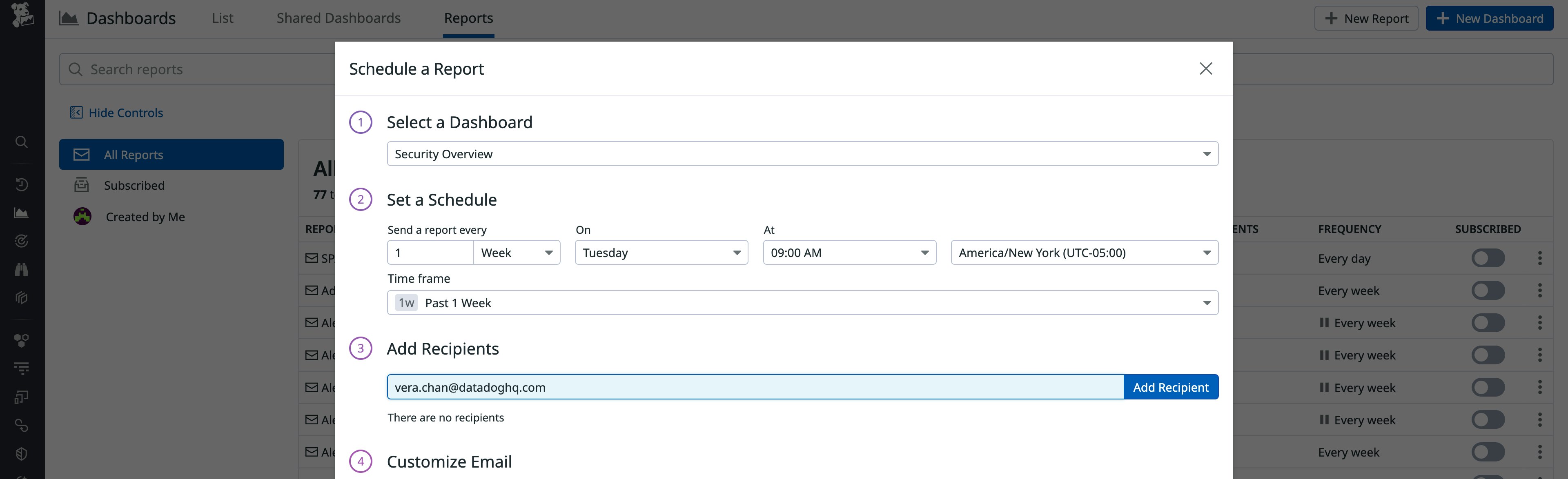 Schedule reports and add recipients Schedule reports and add recipients