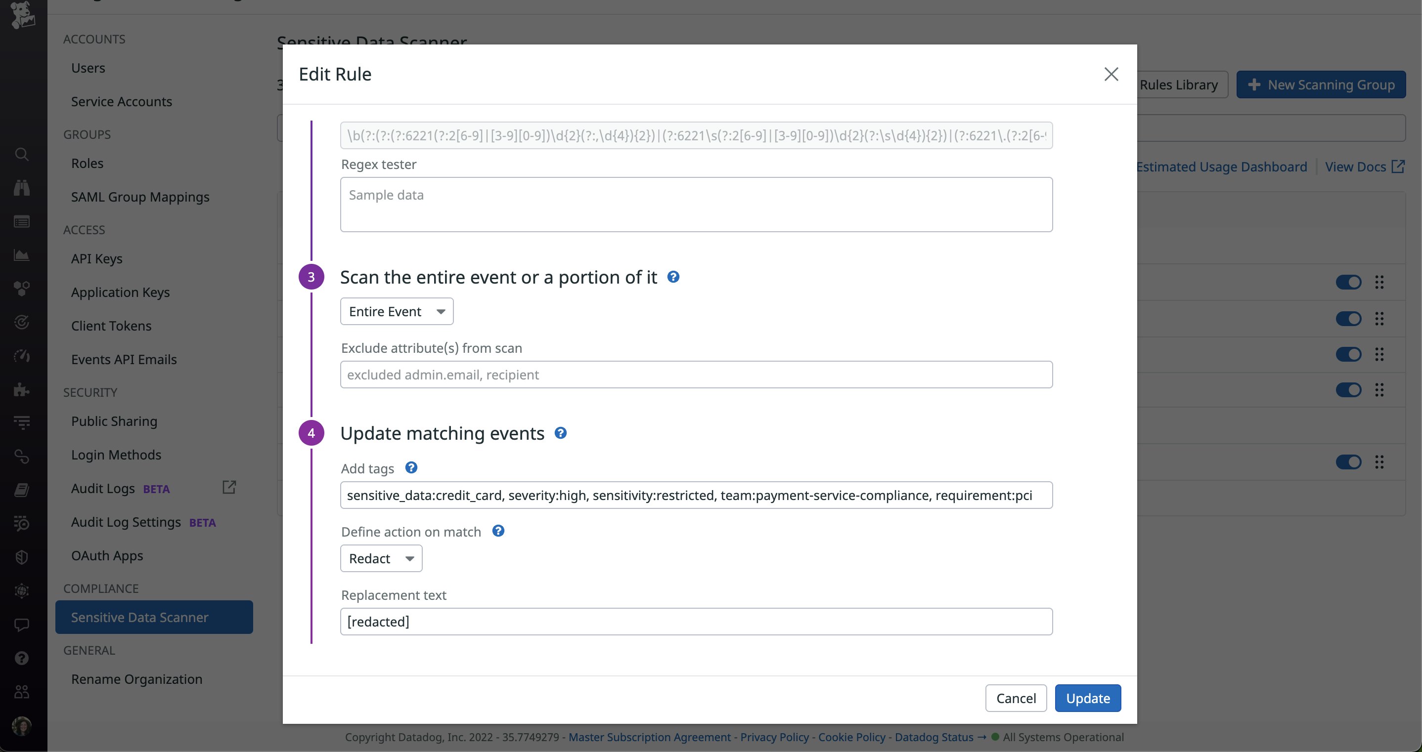 Example data scanner rule Example data scanner rule