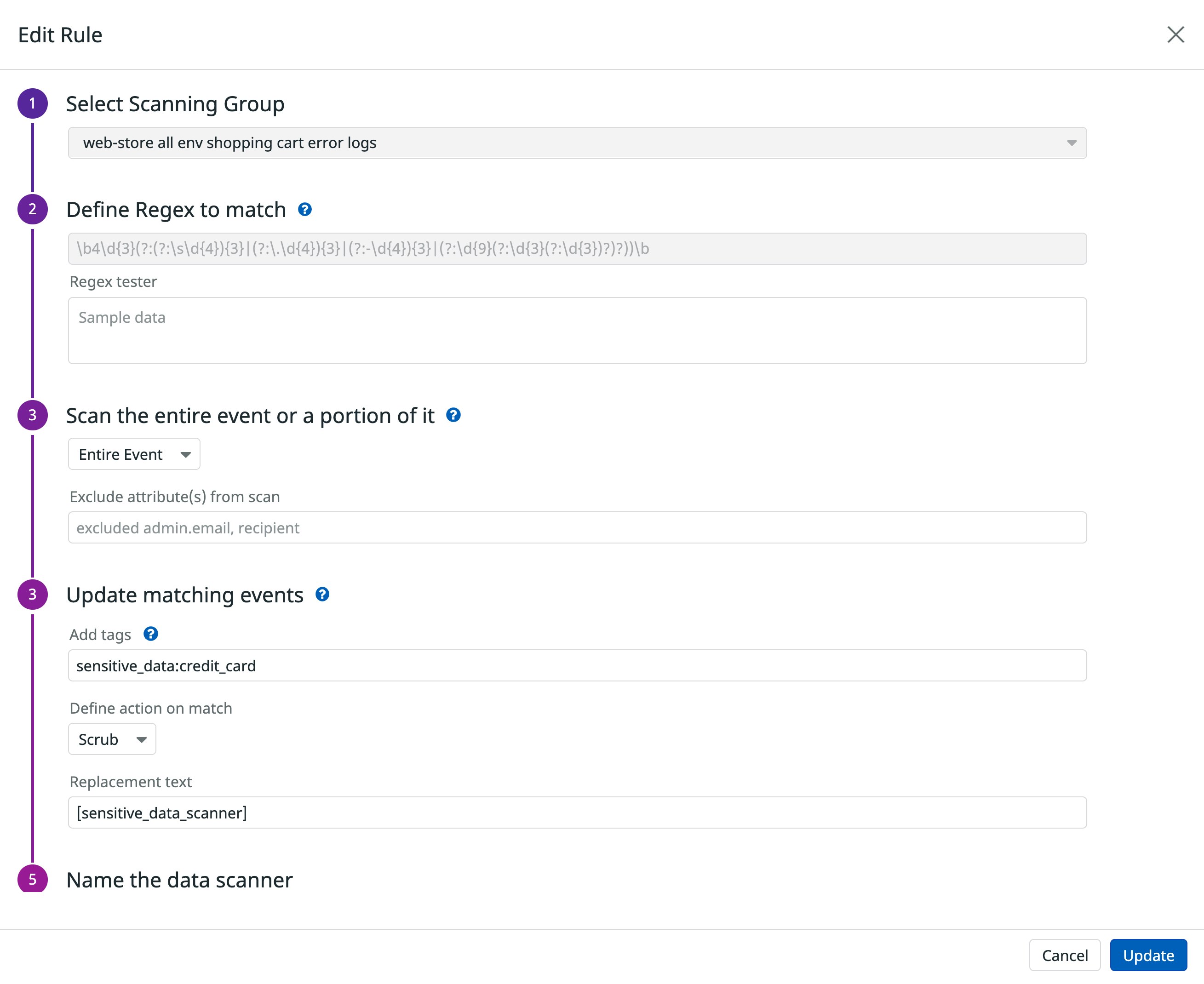 Create custom scanning rules to automatically obfuscate sensitive data. Create custom scanning rules to automatically obfuscate sensitive data.