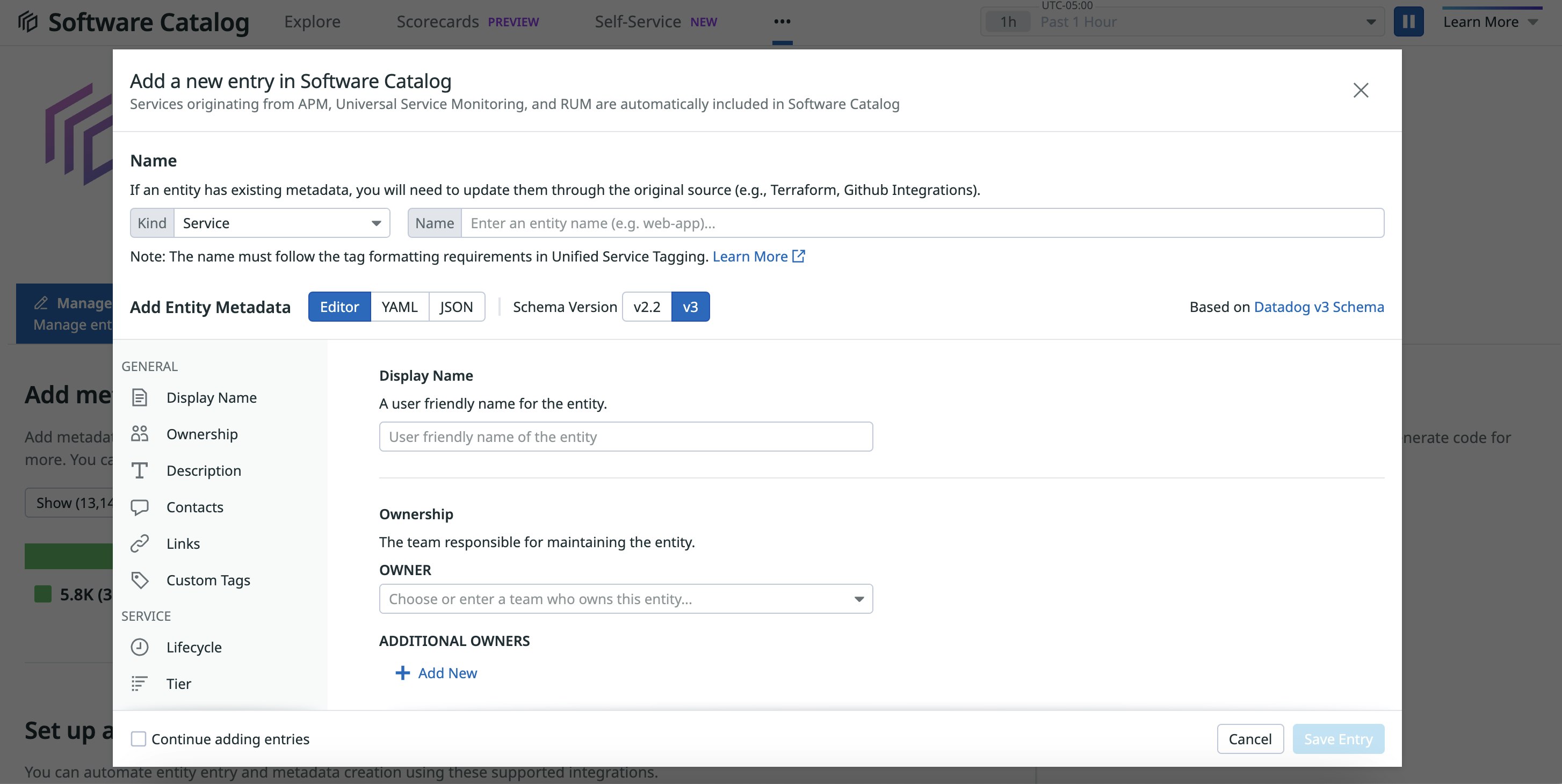Adding a new entry in Service Catalog Adding a new entry in Service Catalog