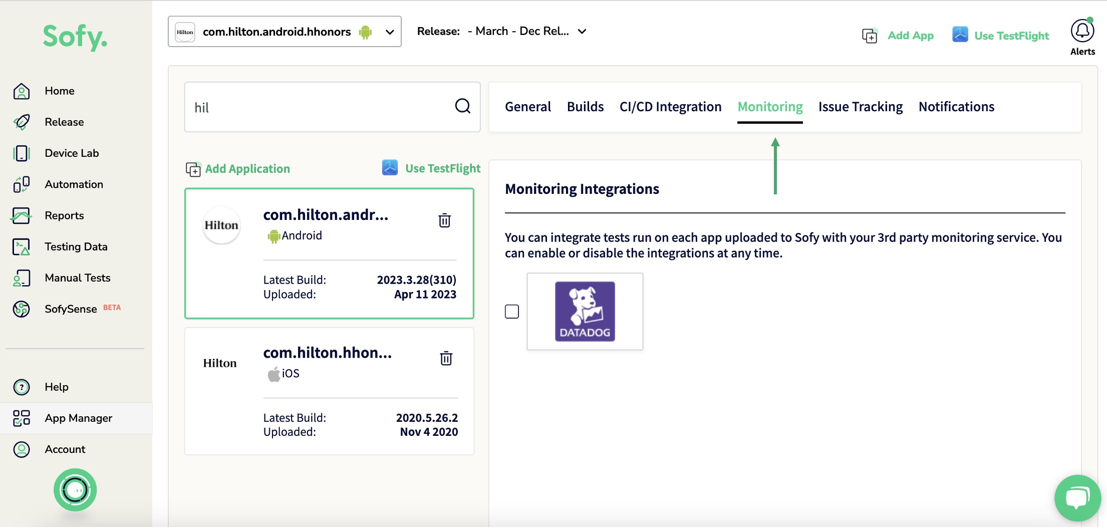 Configure Sofy to send testing data to Datadog. Configure Sofy to send testing data to Datadog.