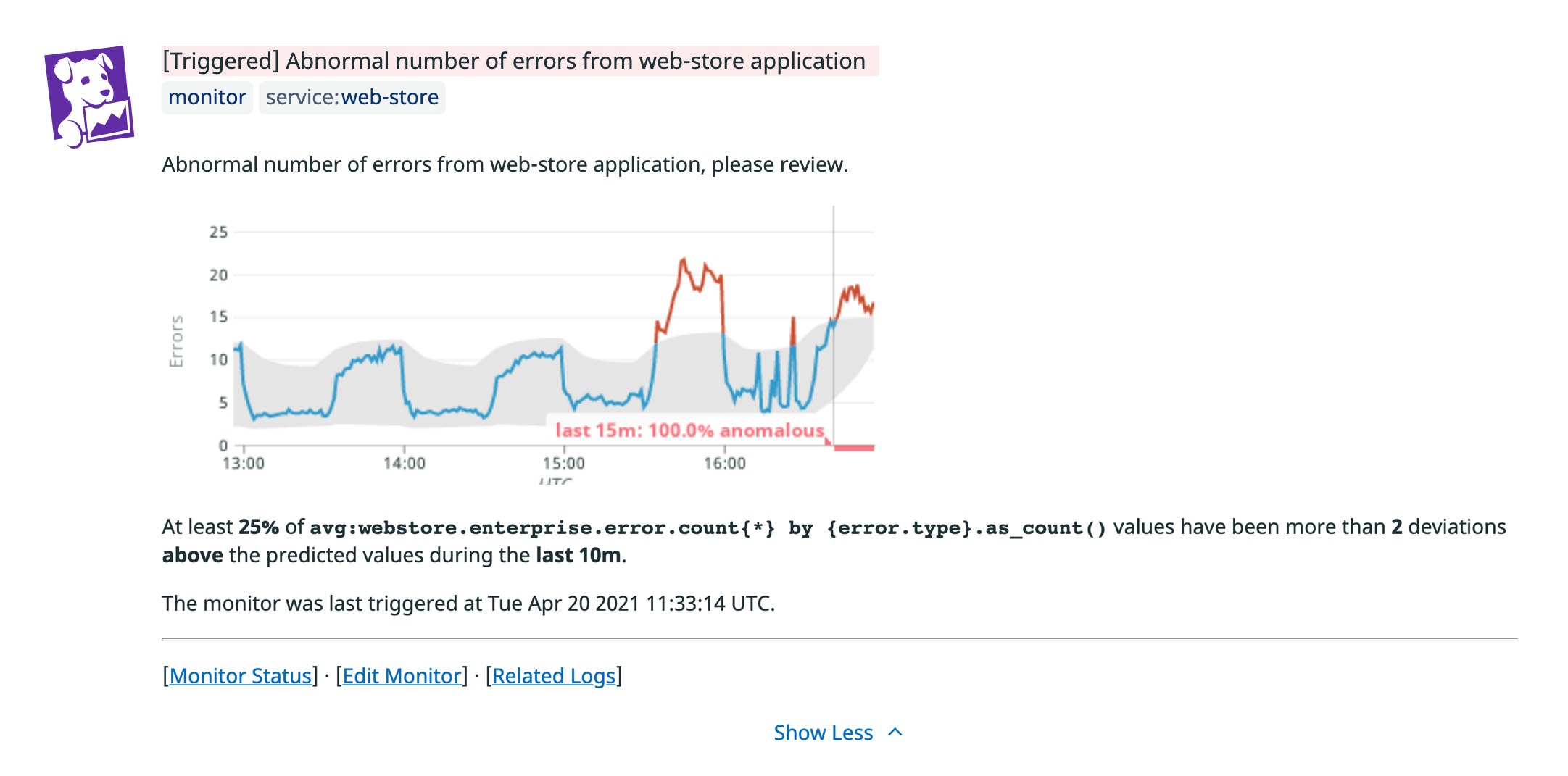 Apply anomaly detection to be automatically notified when the value of your span-based metric deviates from its regular range Apply anomaly detection to be automatically notified when the value of your span-based metric deviates from its regular range