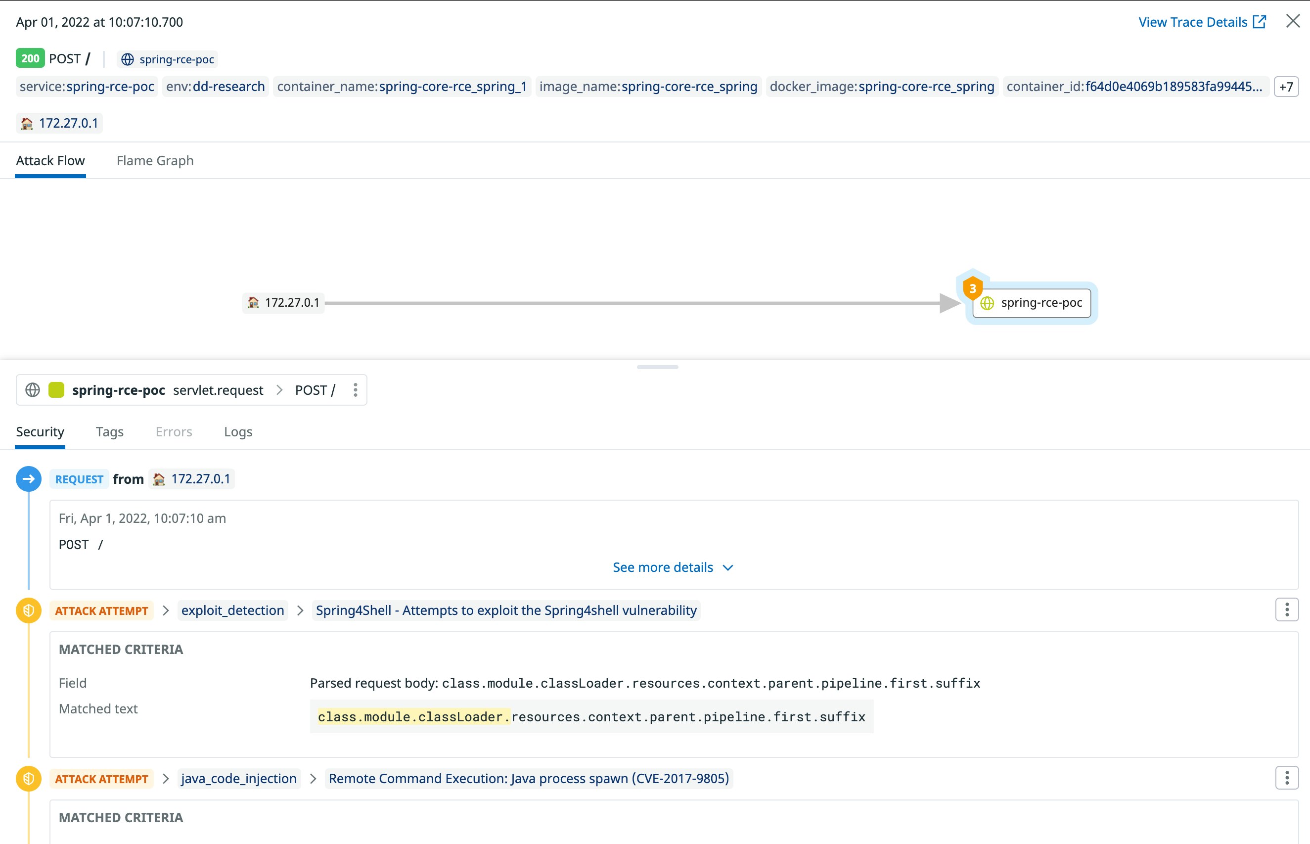 Datadog AppSec Spring4Shell classloader Datadog AppSec Spring4Shell classloader
