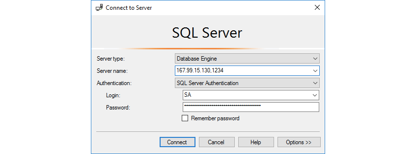 SQL Server felügyeleti eszközök: távoli gazdagép megadása SSMS-ben
