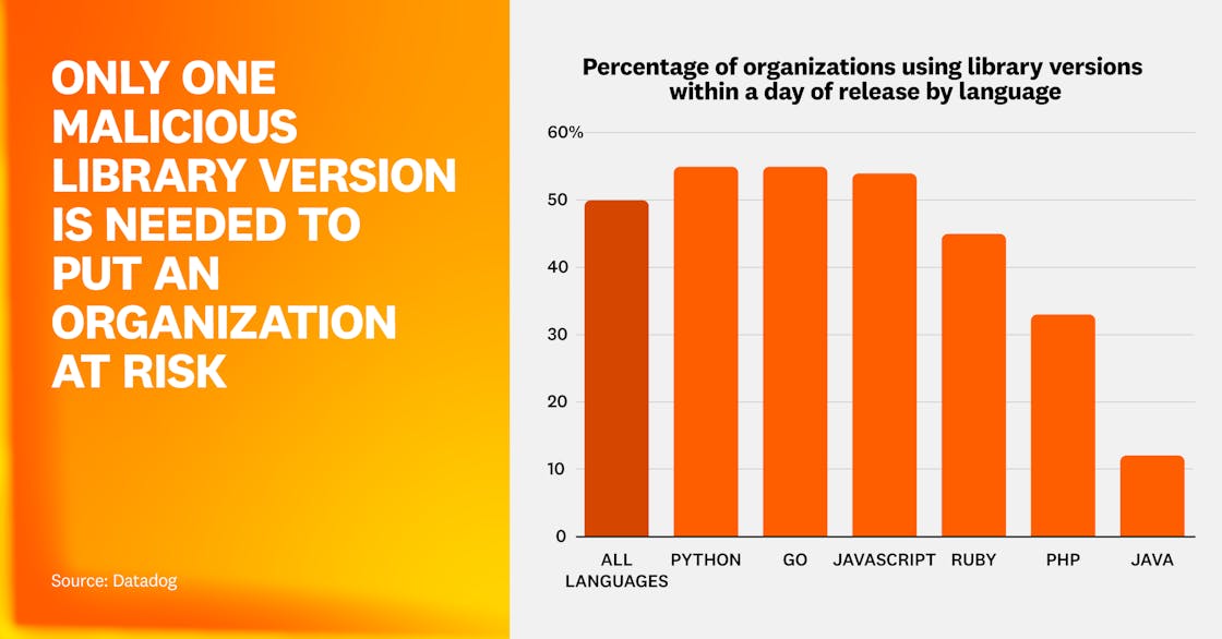Only one malicious library version is needed to put an organization at risk