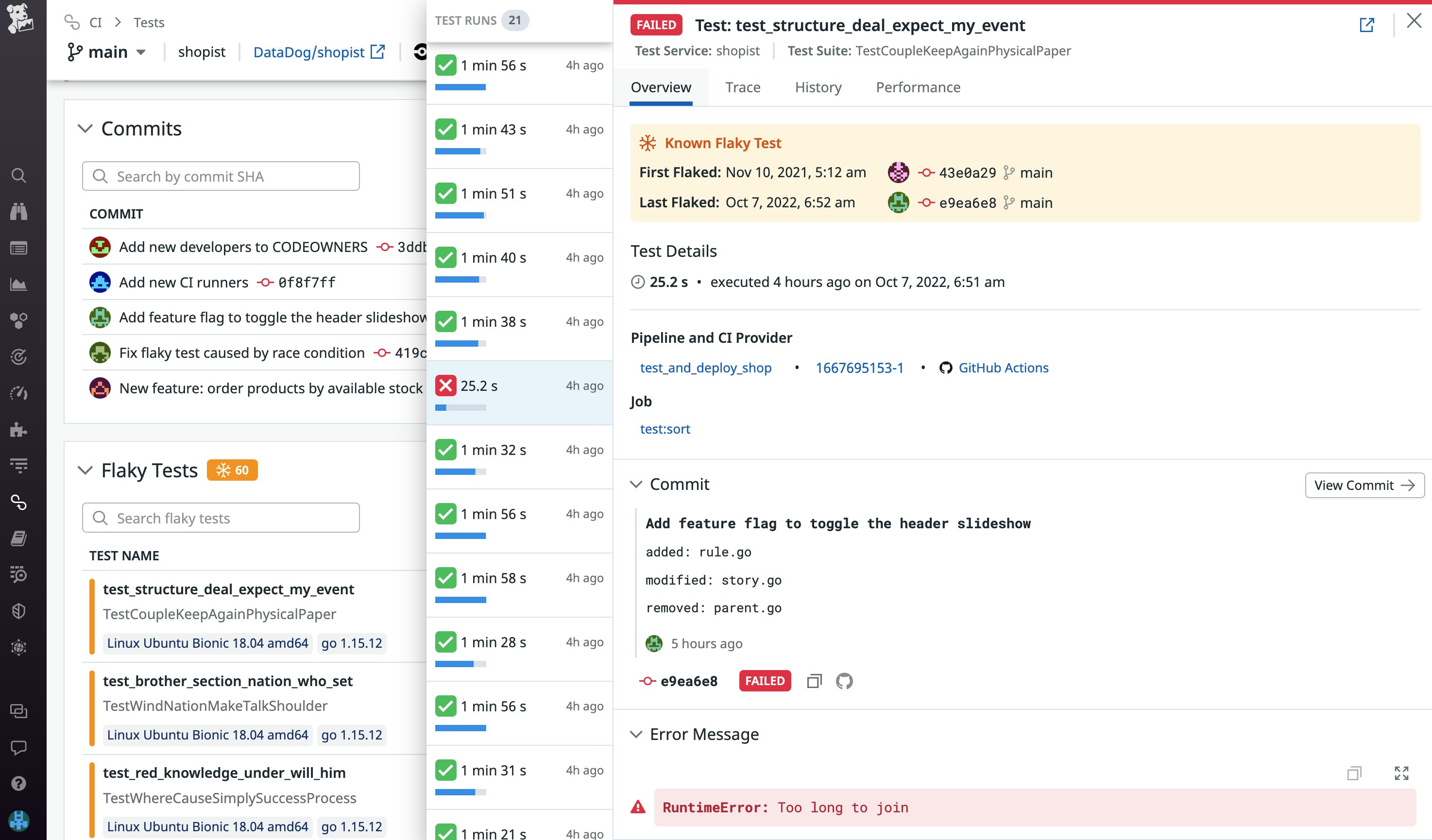 Automatically detect flaky tests with Datadog CI Visibility Automatically detect flaky tests with Datadog CI Visibility
