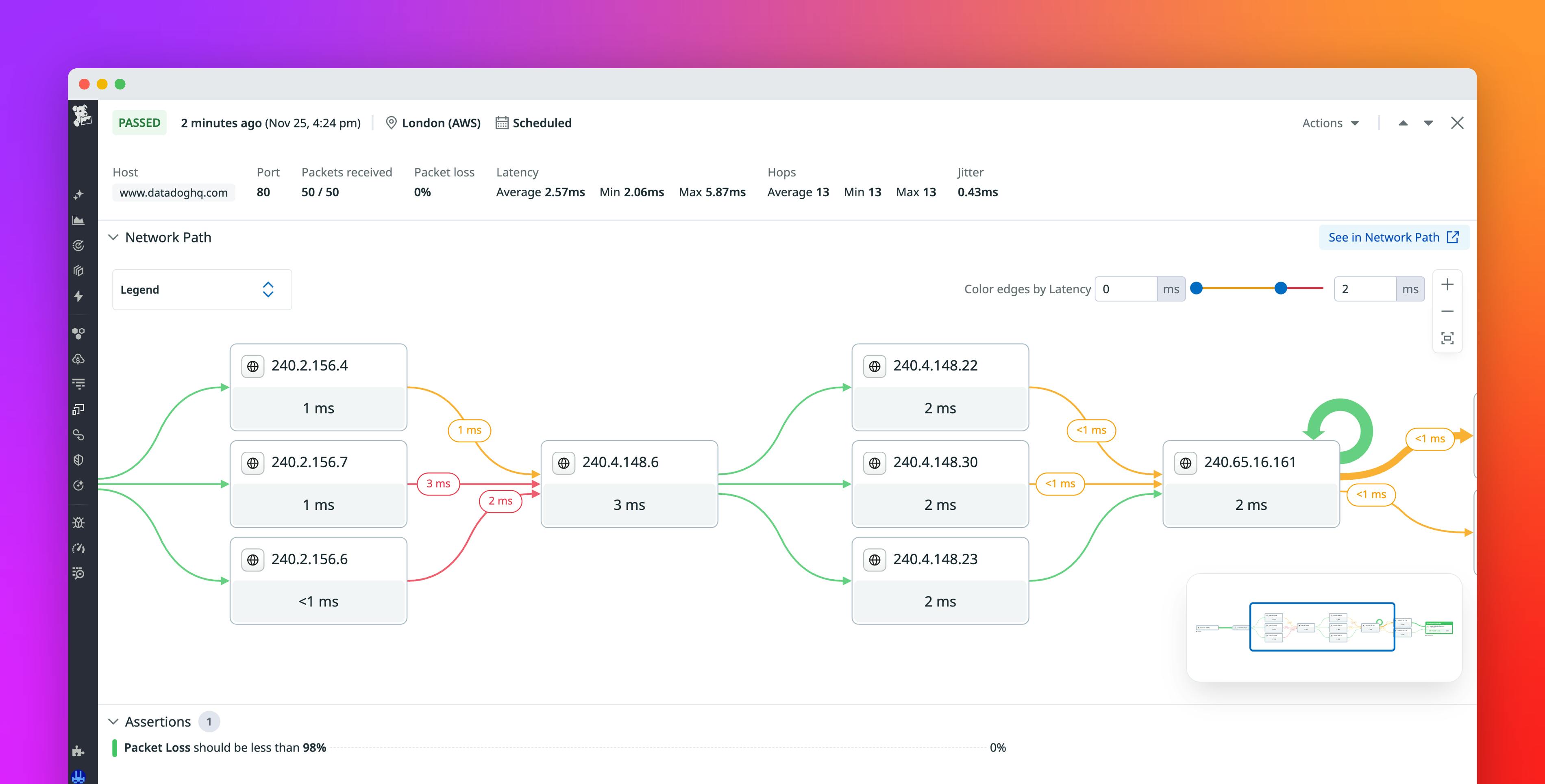 Understand user experience through network performance with Datadog Synthetic Monitoring