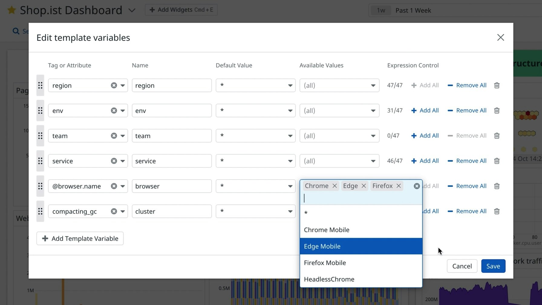 Select a subset of available values for your template variables Select a subset of available values for your template variables