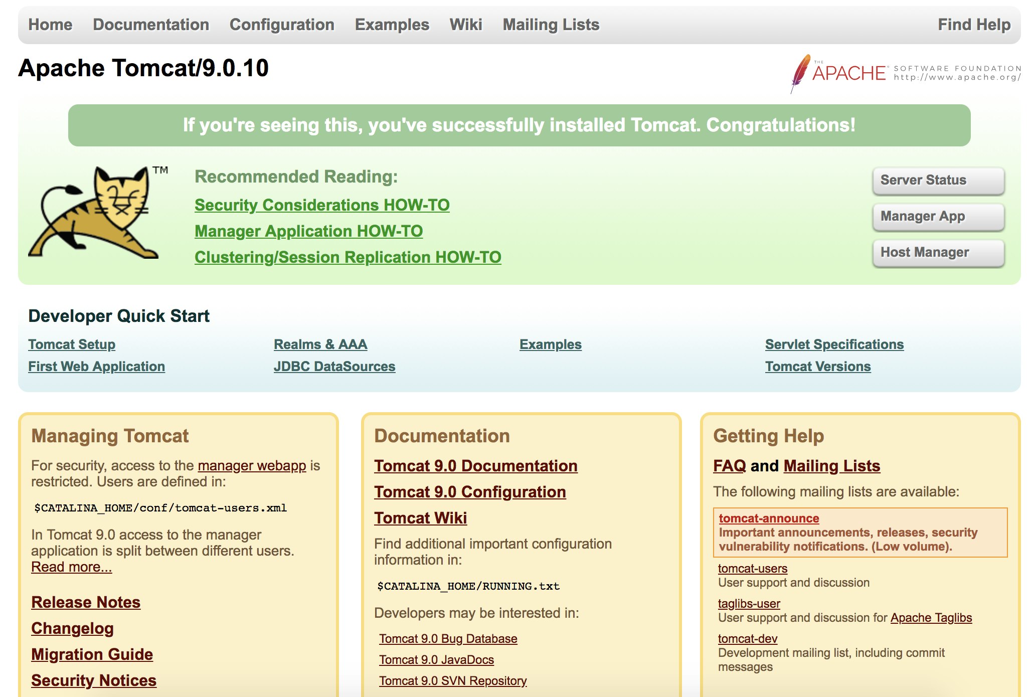 Tomcat monitoring page Tomcat monitoring page