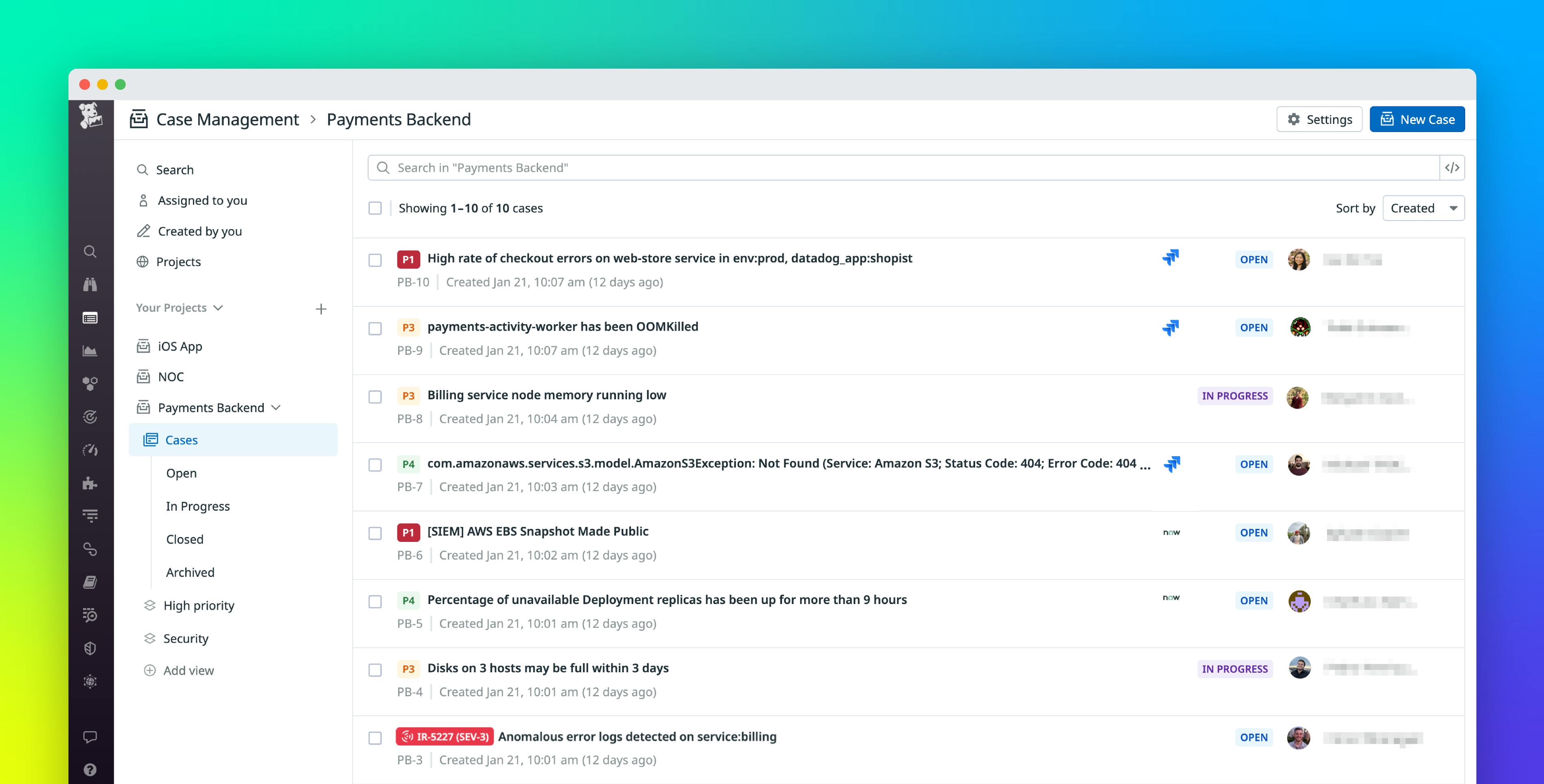 Centralize, triage, and track tickets with Datadog Case Management