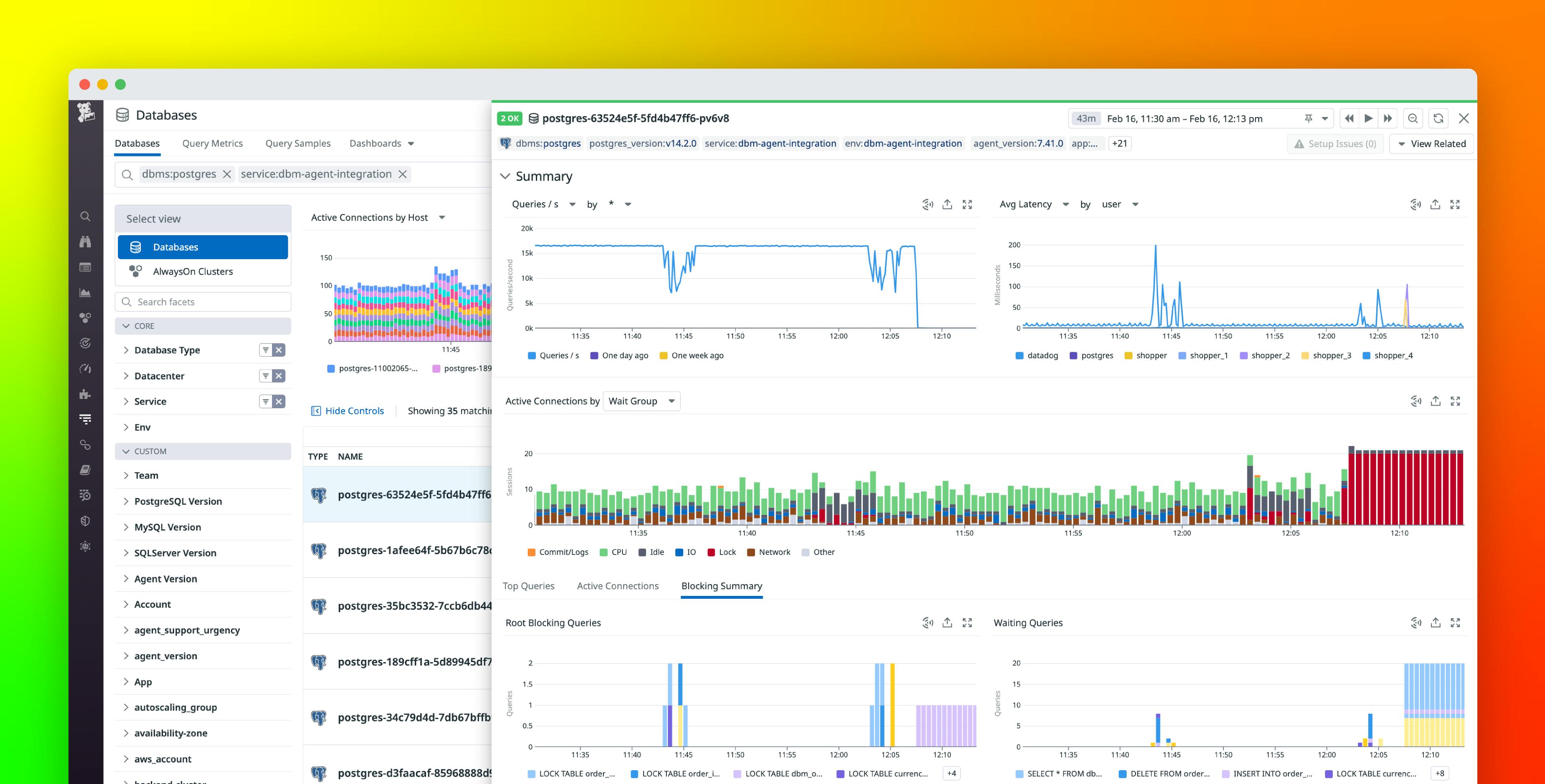 Datadog データベースモニタリングを使用したブロッキング クエリの解消 | Datadog