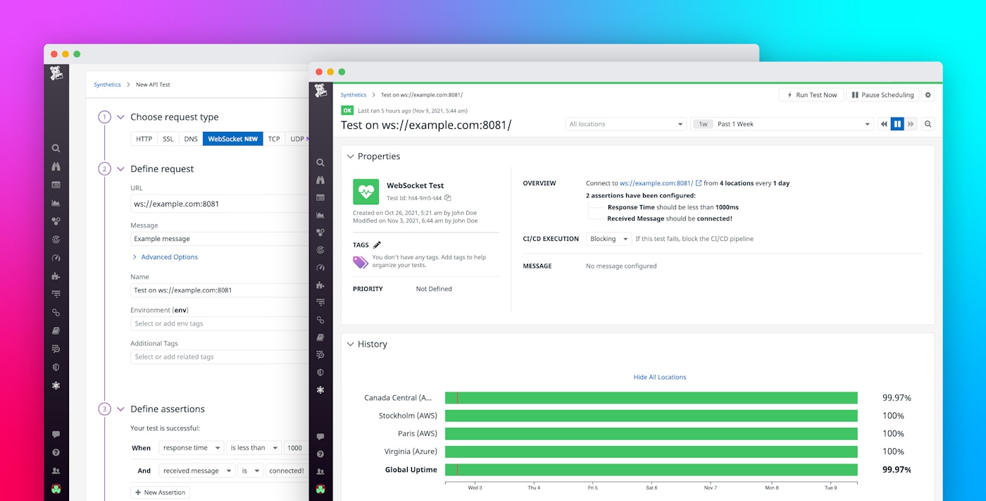 Run UDP and WebSocket API tests to monitor latency-critical applications Run UDP and WebSocket API tests to monitor latency-critical applications
