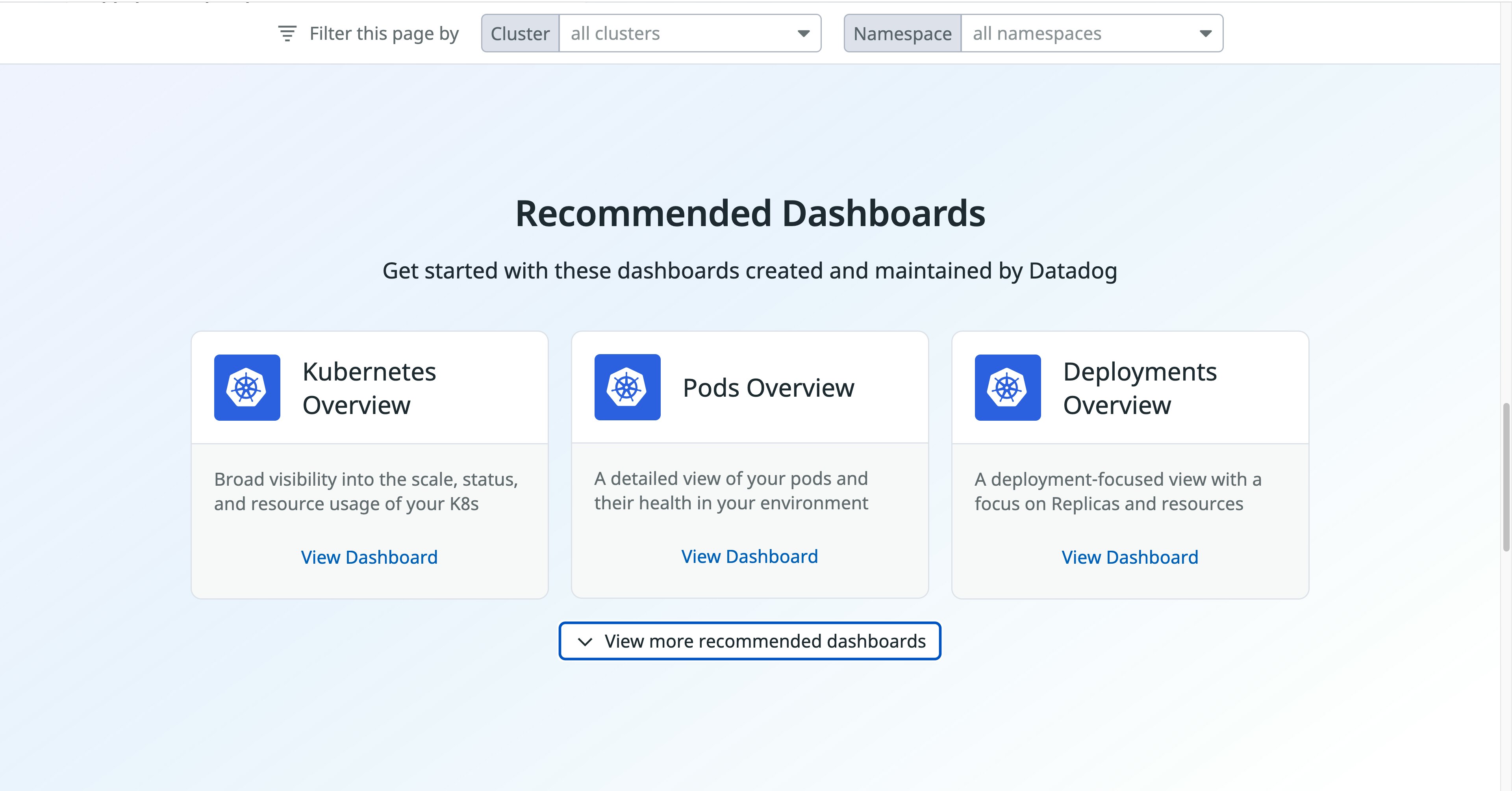 View relevant dashboards View relevant dashboards