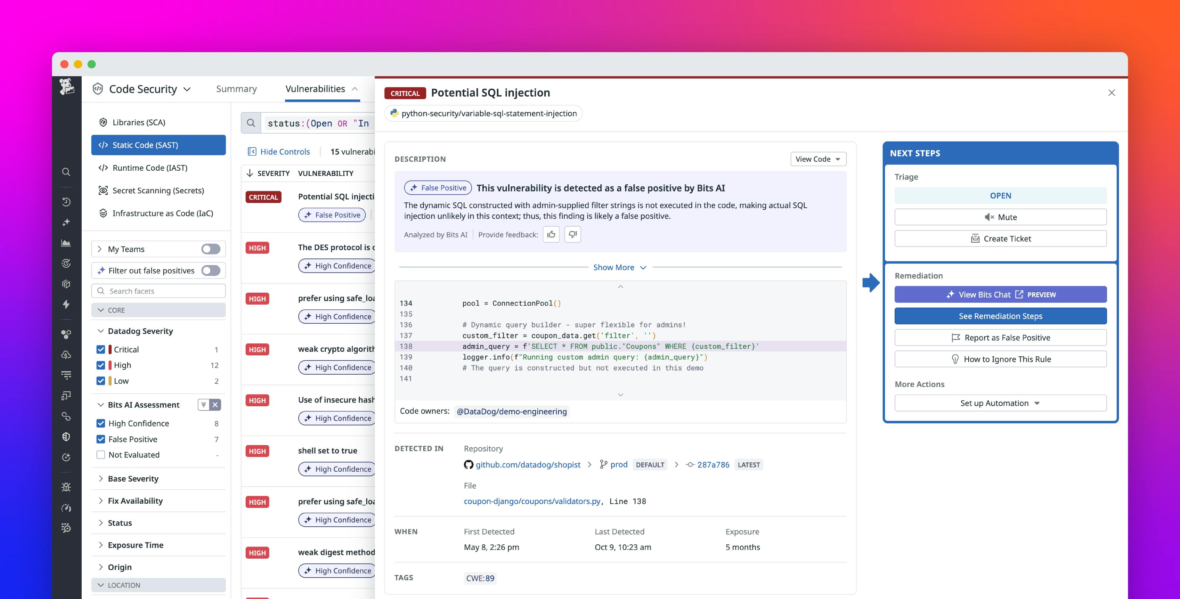 Using LLMs to filter out false positives from static code analysis