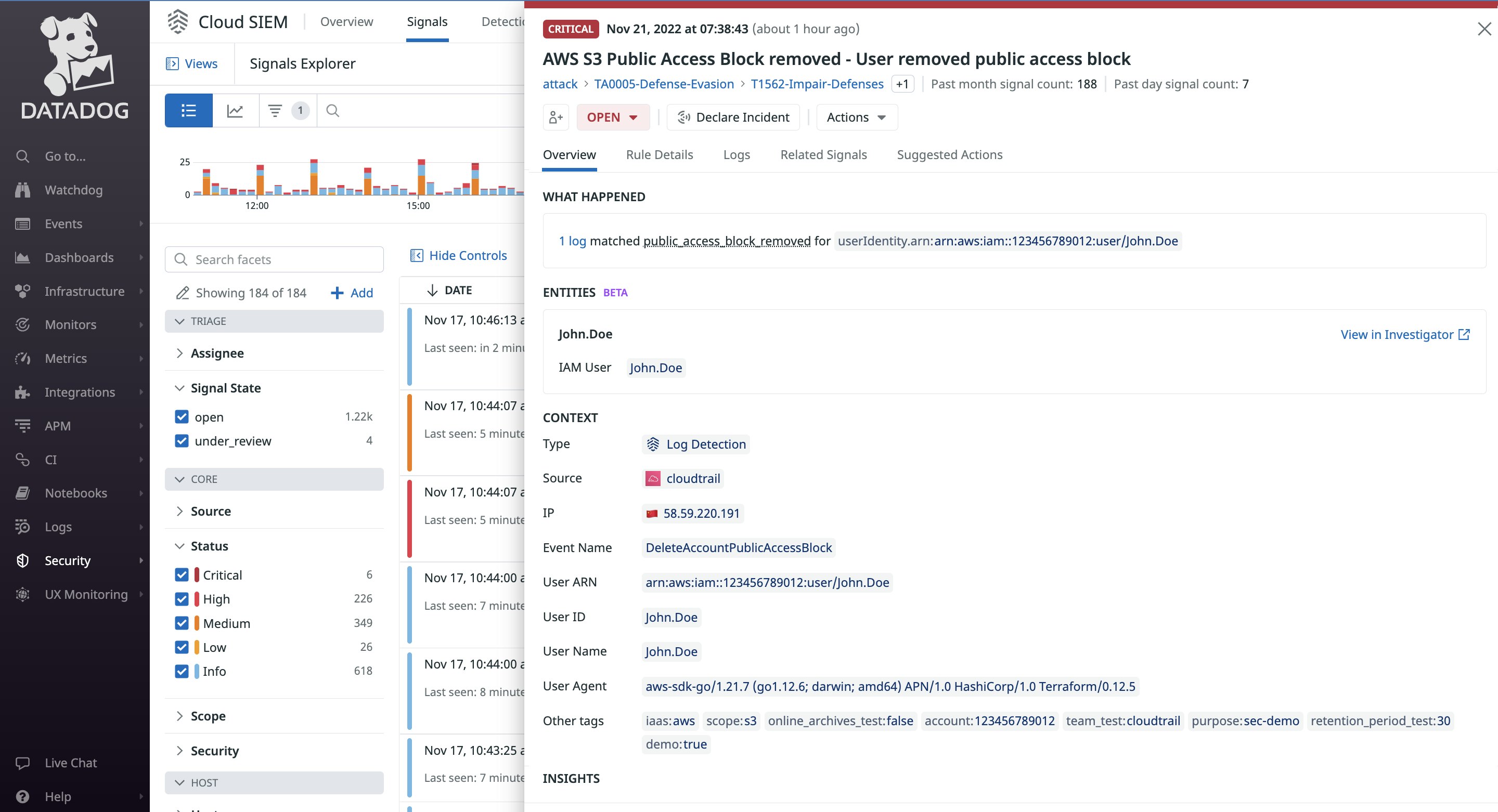 Review activity via Security Signals Review activity via Security Signals