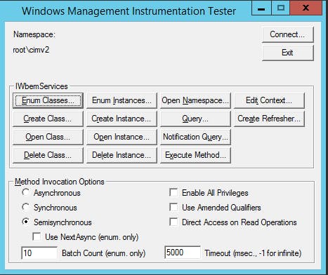 Connect wbemtest